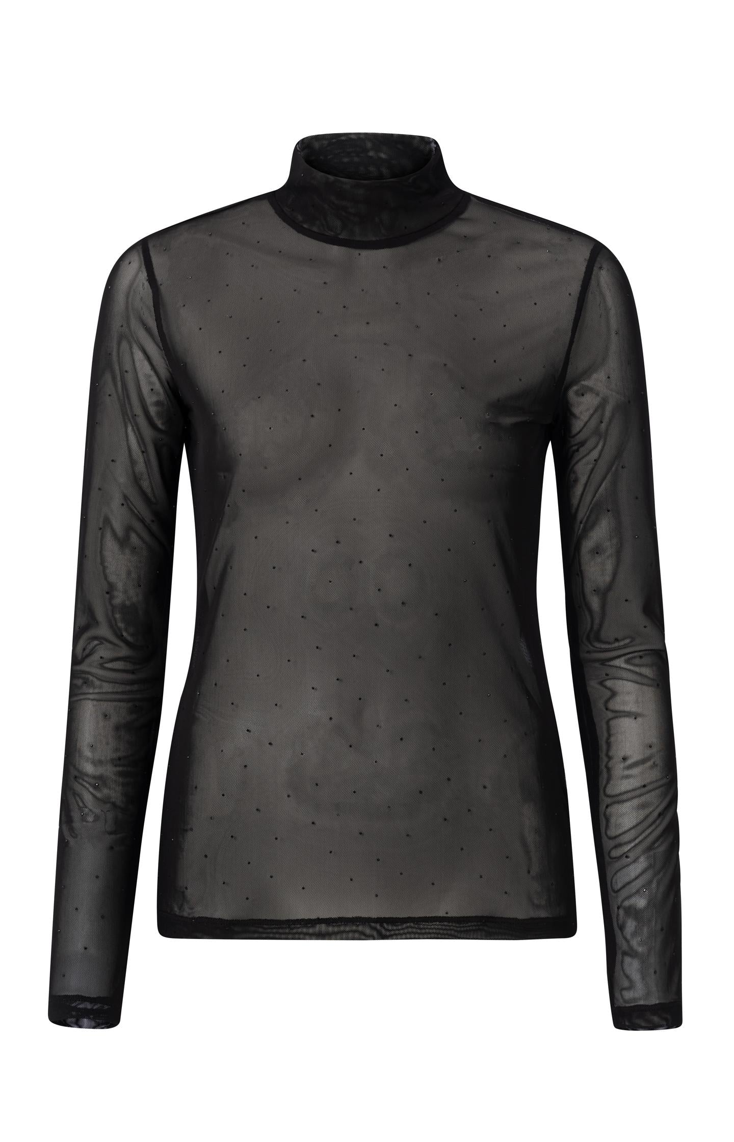 High neck mesh top with rhinestones - Type: product