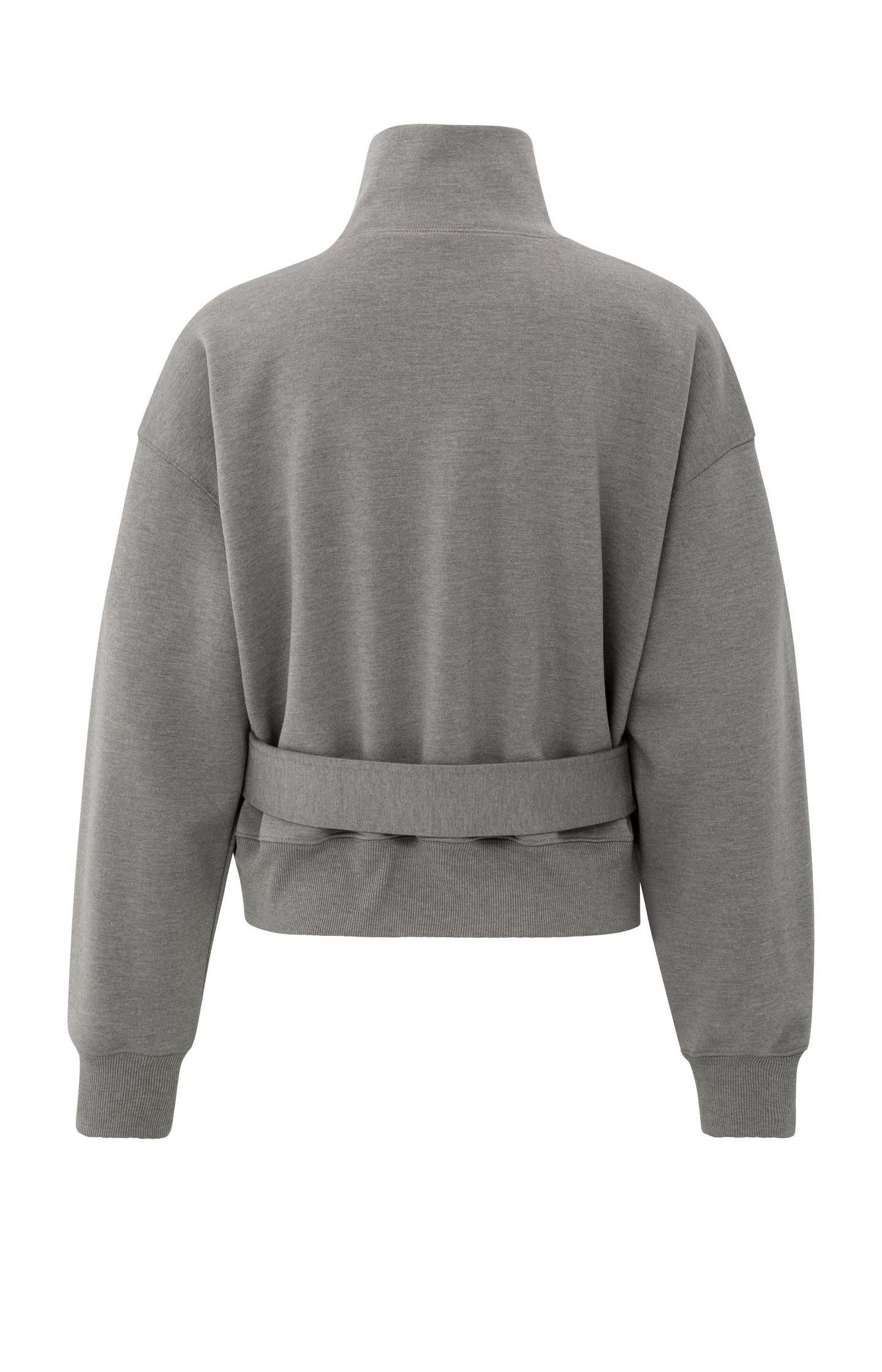 High neck sweatshirt with matching belt and pleated sleeves