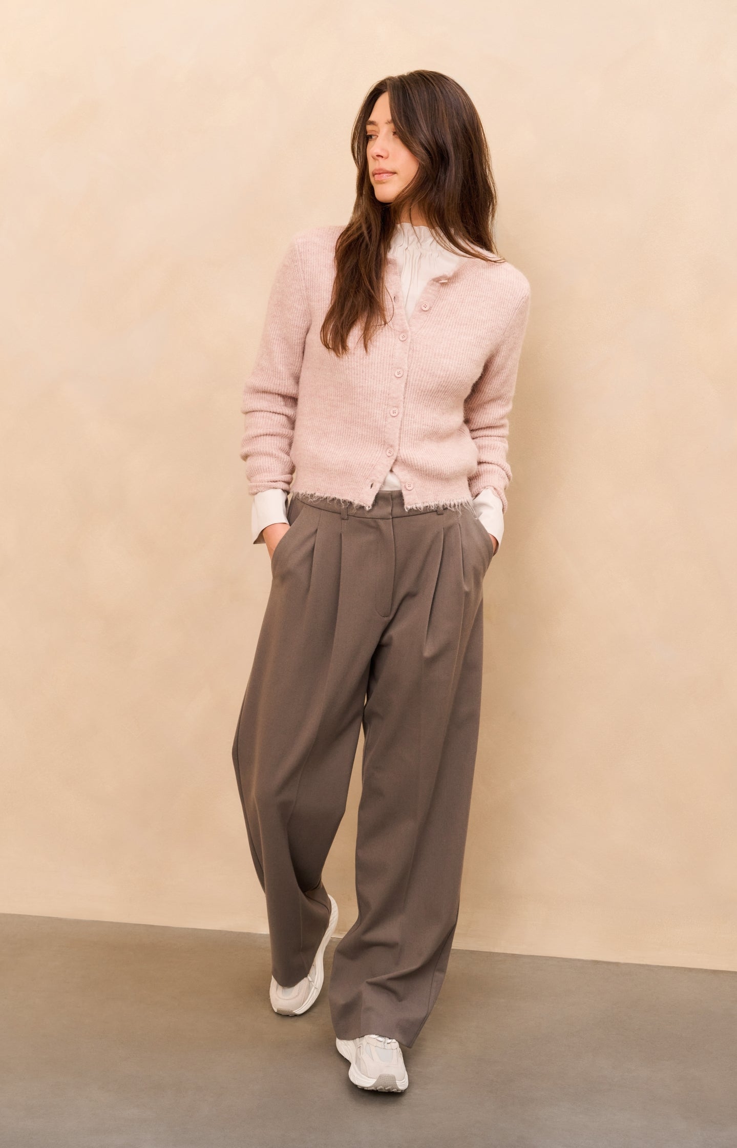 High neck top with drawstring hem - Type: lookbook