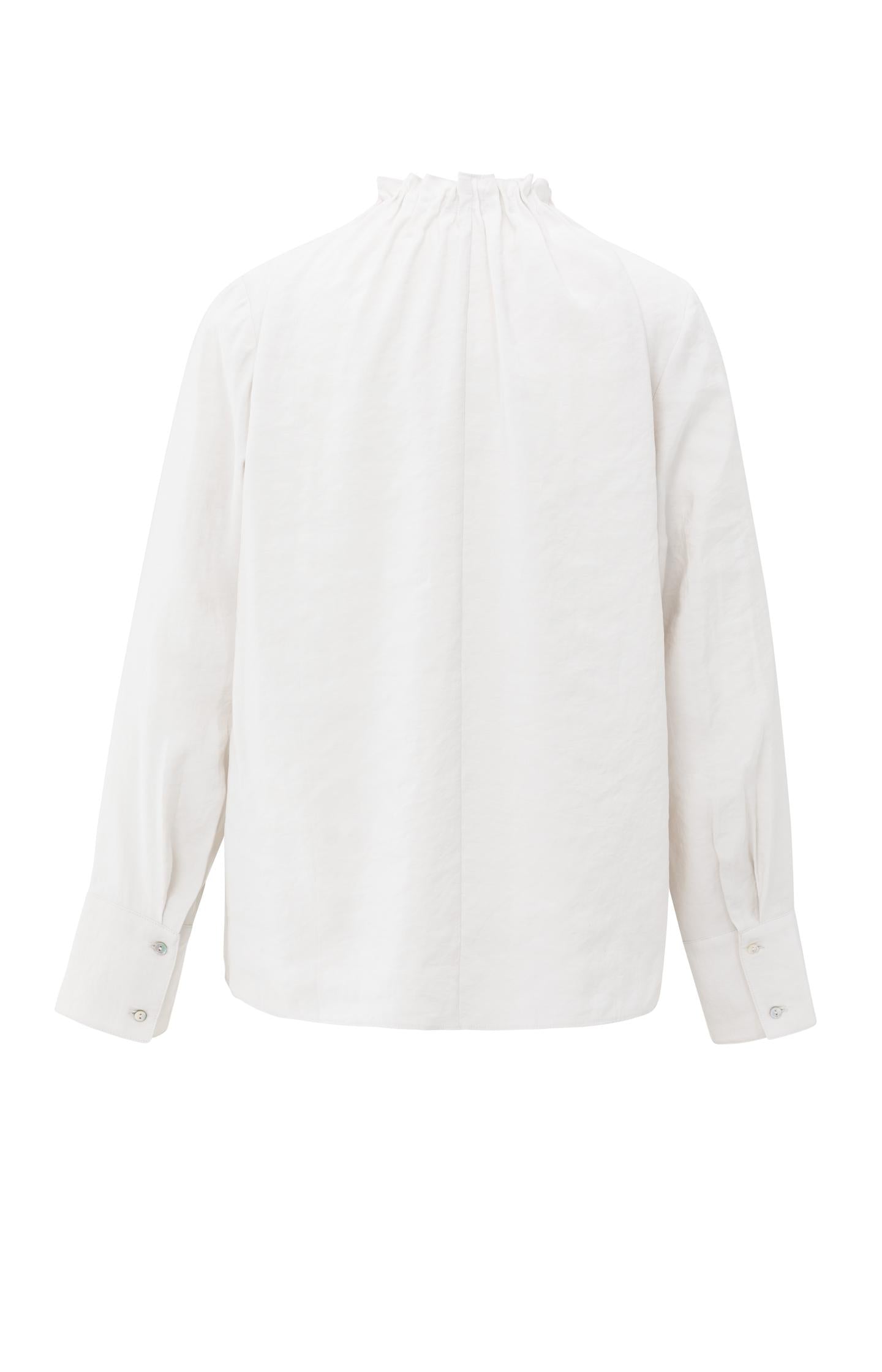 High neck top with drawstring hem