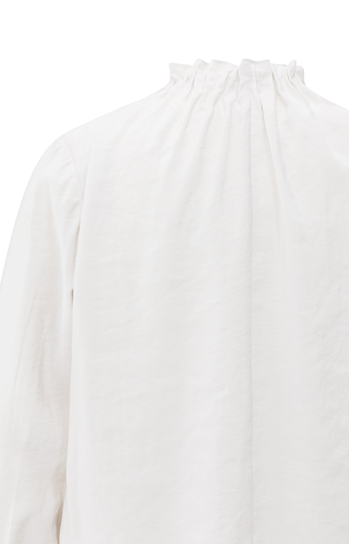 High neck top with drawstring hem