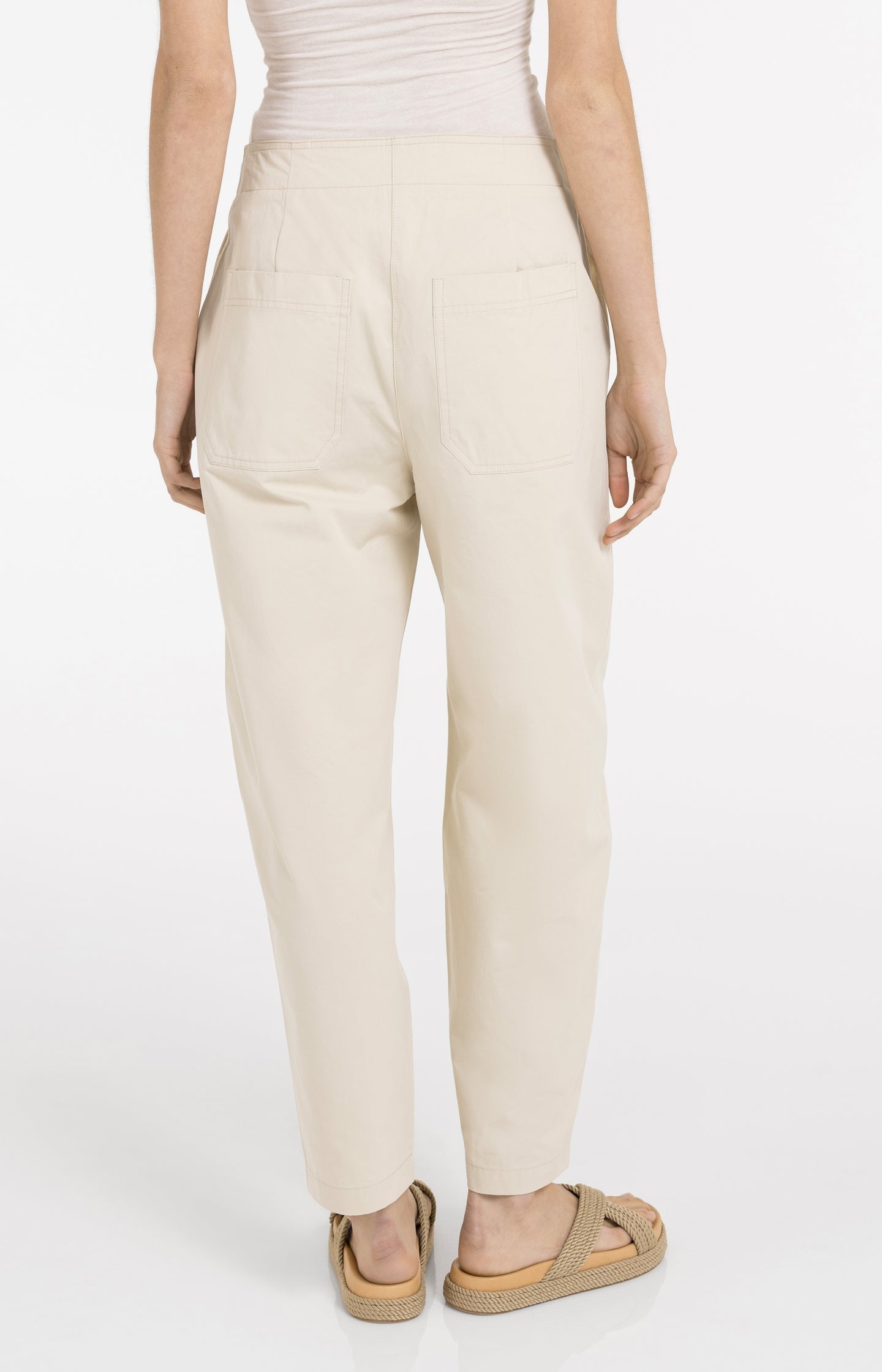 High waist barrel trousers with button detail