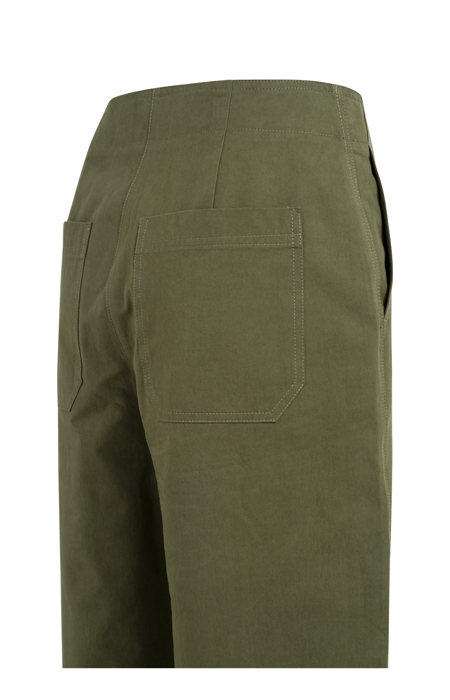 High waist barrel trousers with button detail