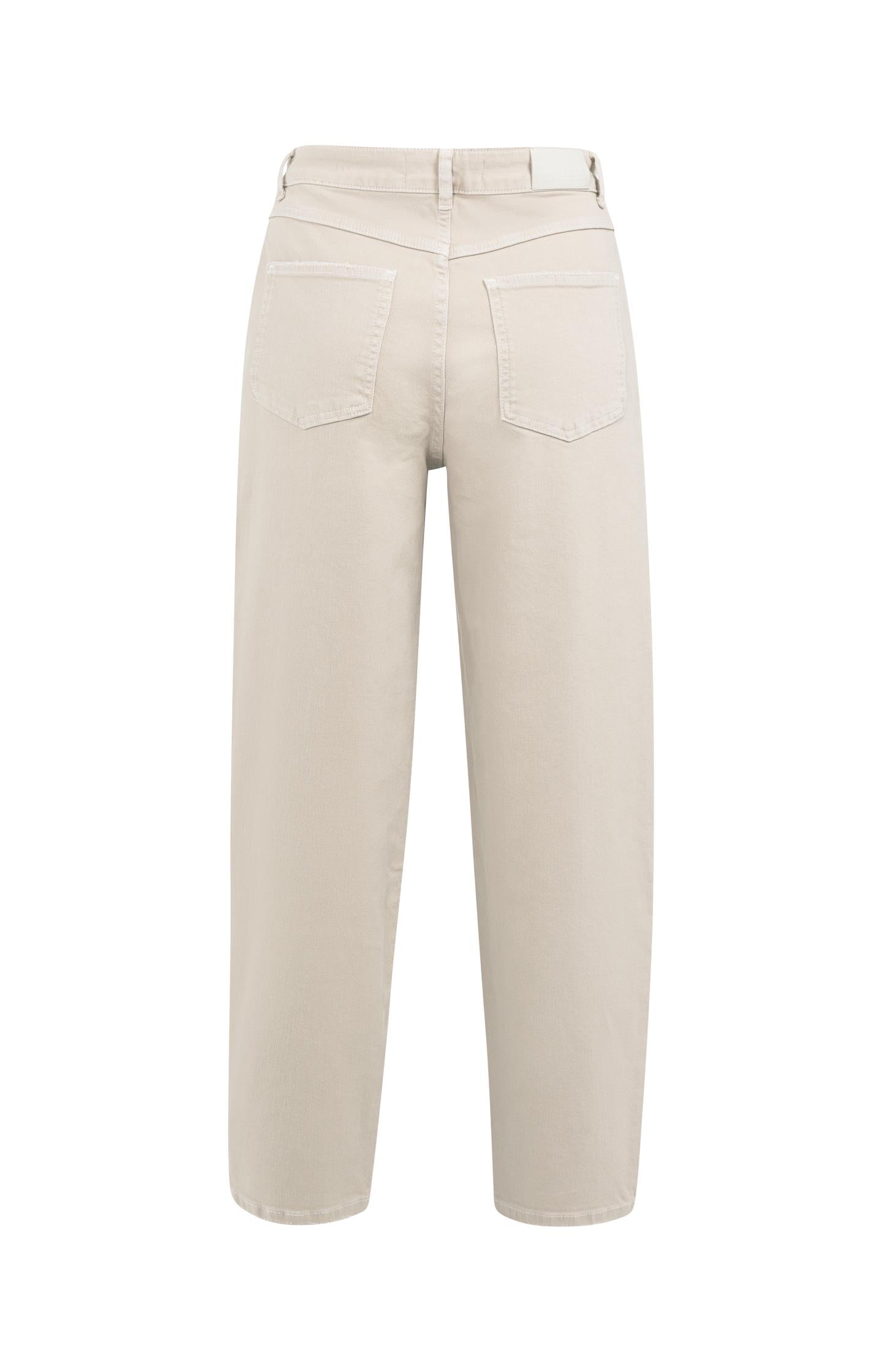 High-waist beige jeans with loose fit