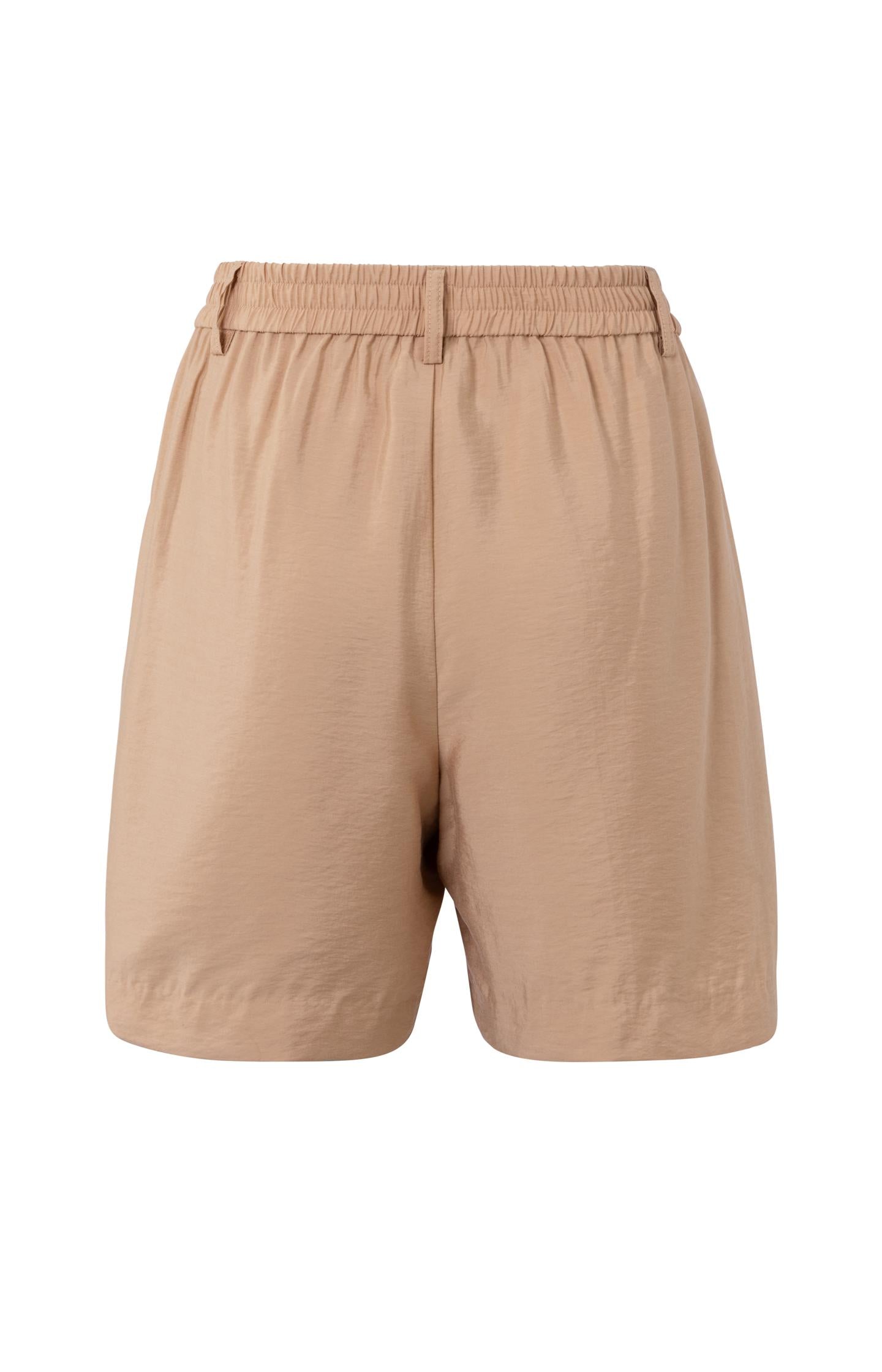 High waist Bermuda shorts with side pockets and zip fly