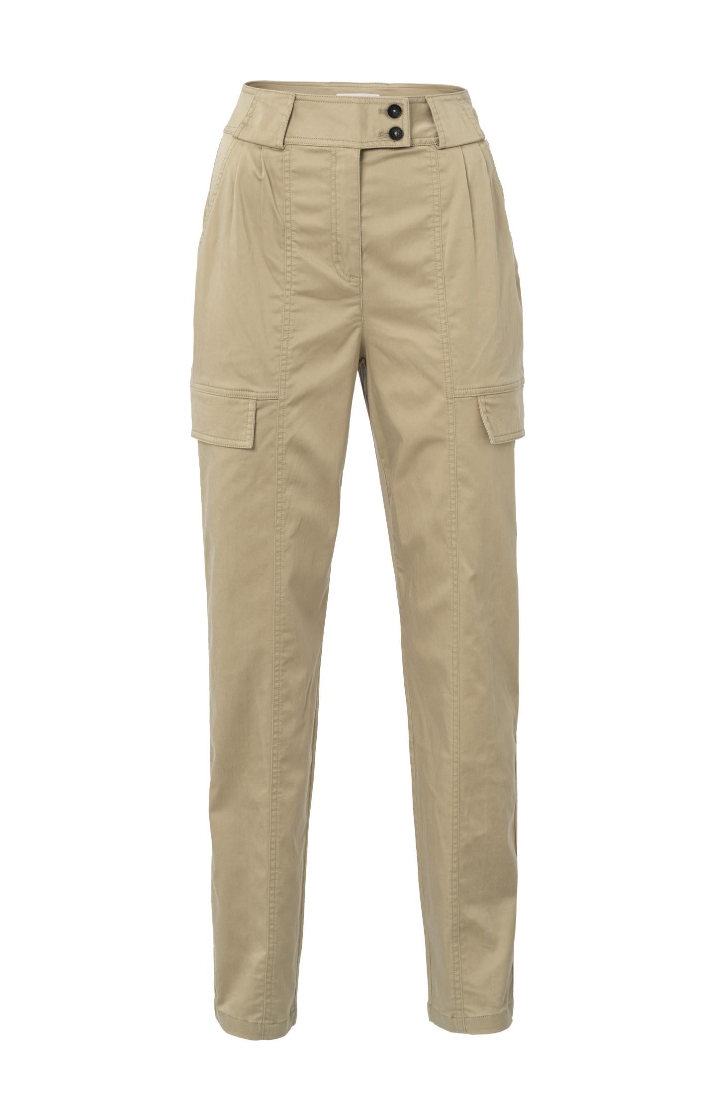 High waist cargo trousers with slim legs and pockets - Type: product