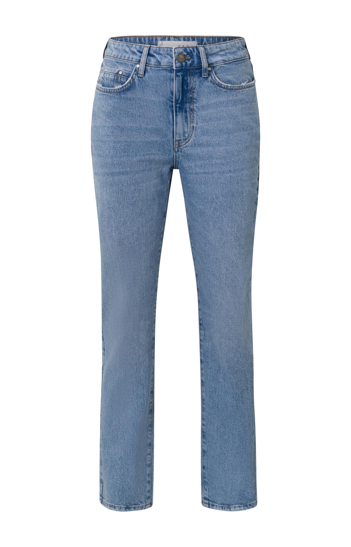 High waist denim in straight fit with five-pocket style - Type: product