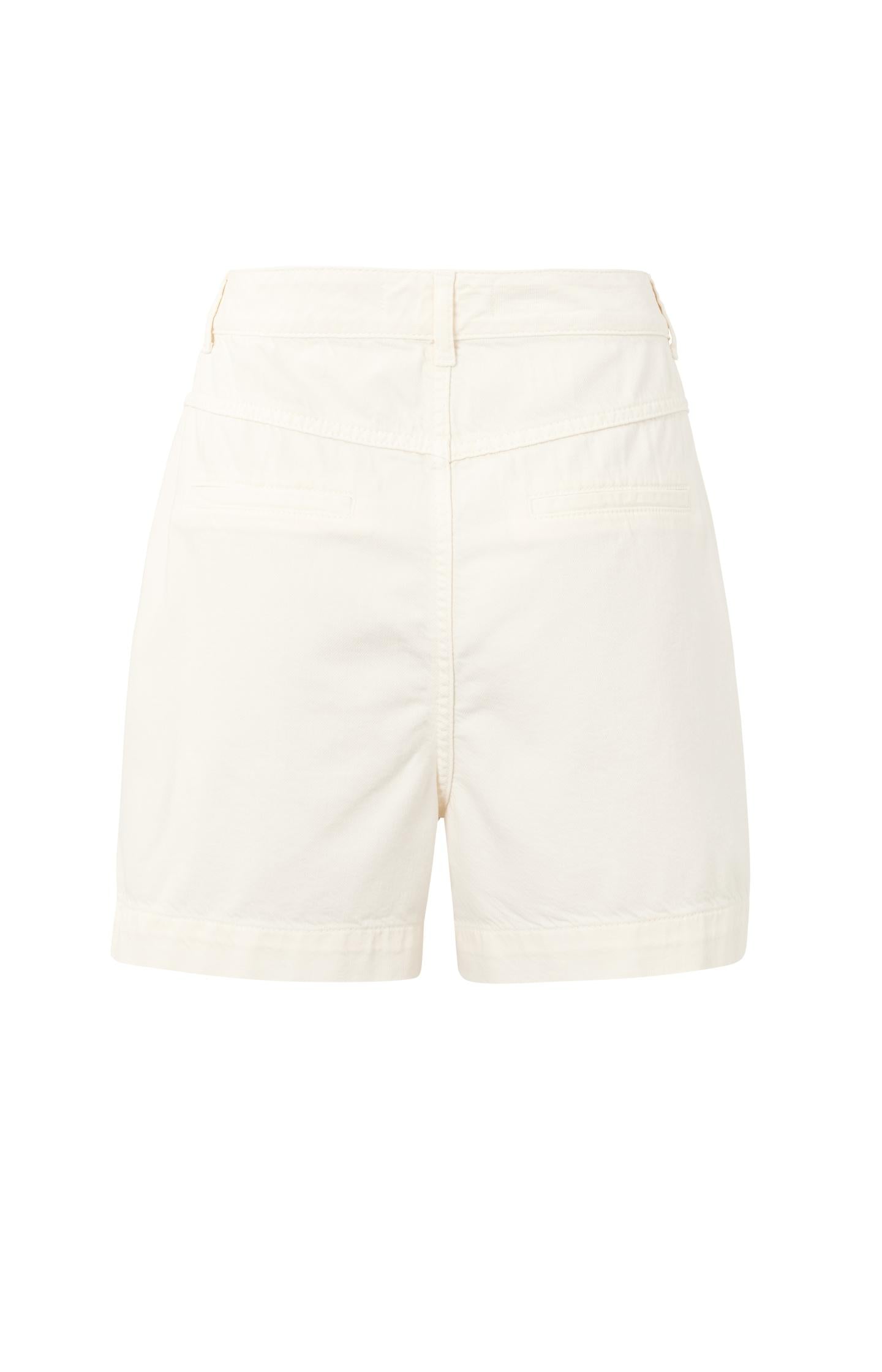 High waist denim short with side pockets and pleated detail