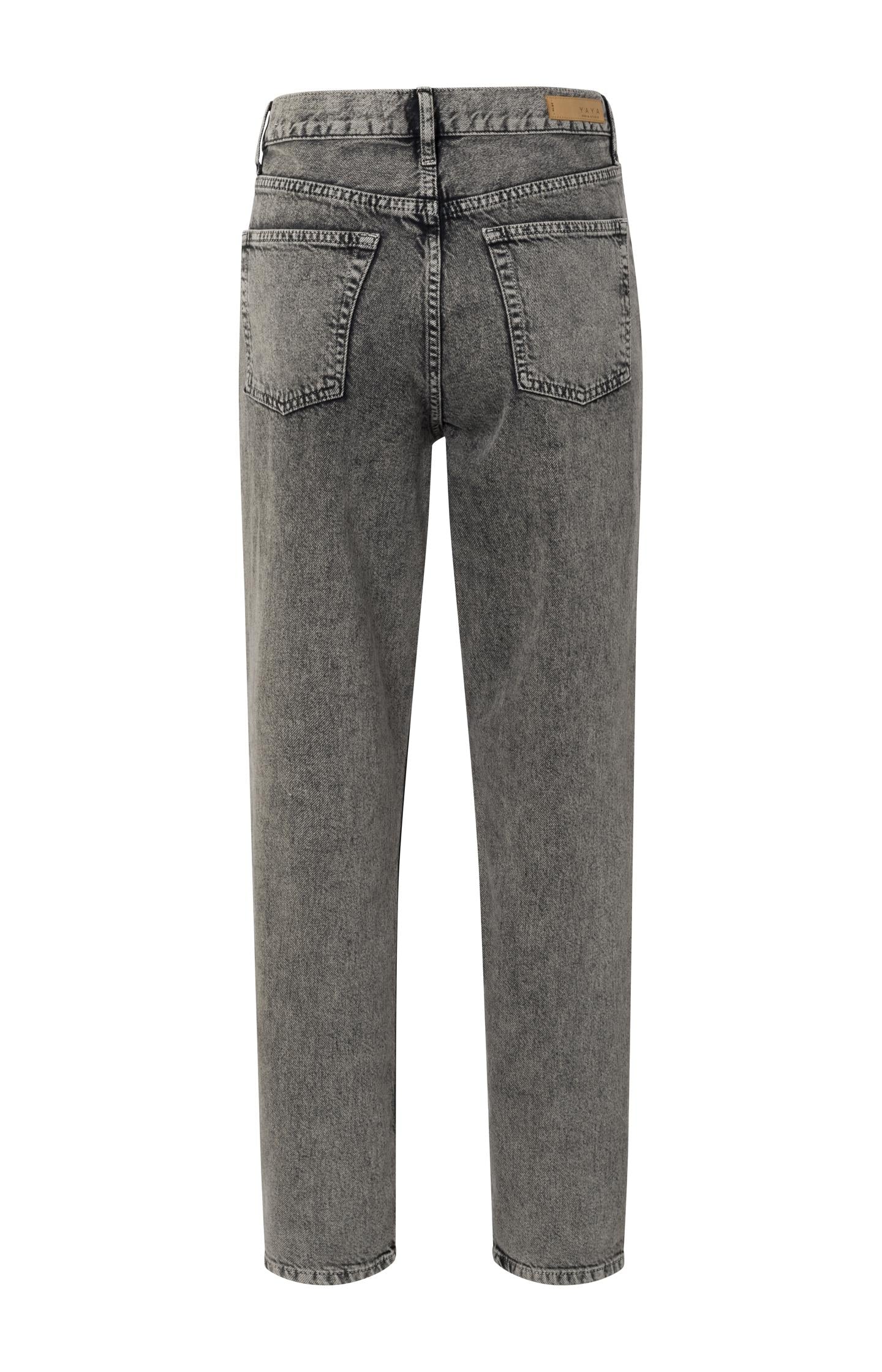 High waist denim trousers with pockets and zip fly