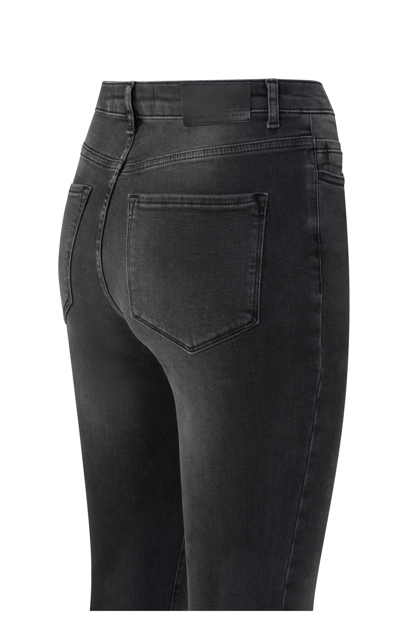 High waist flared denim with pockets and slit 34 inch