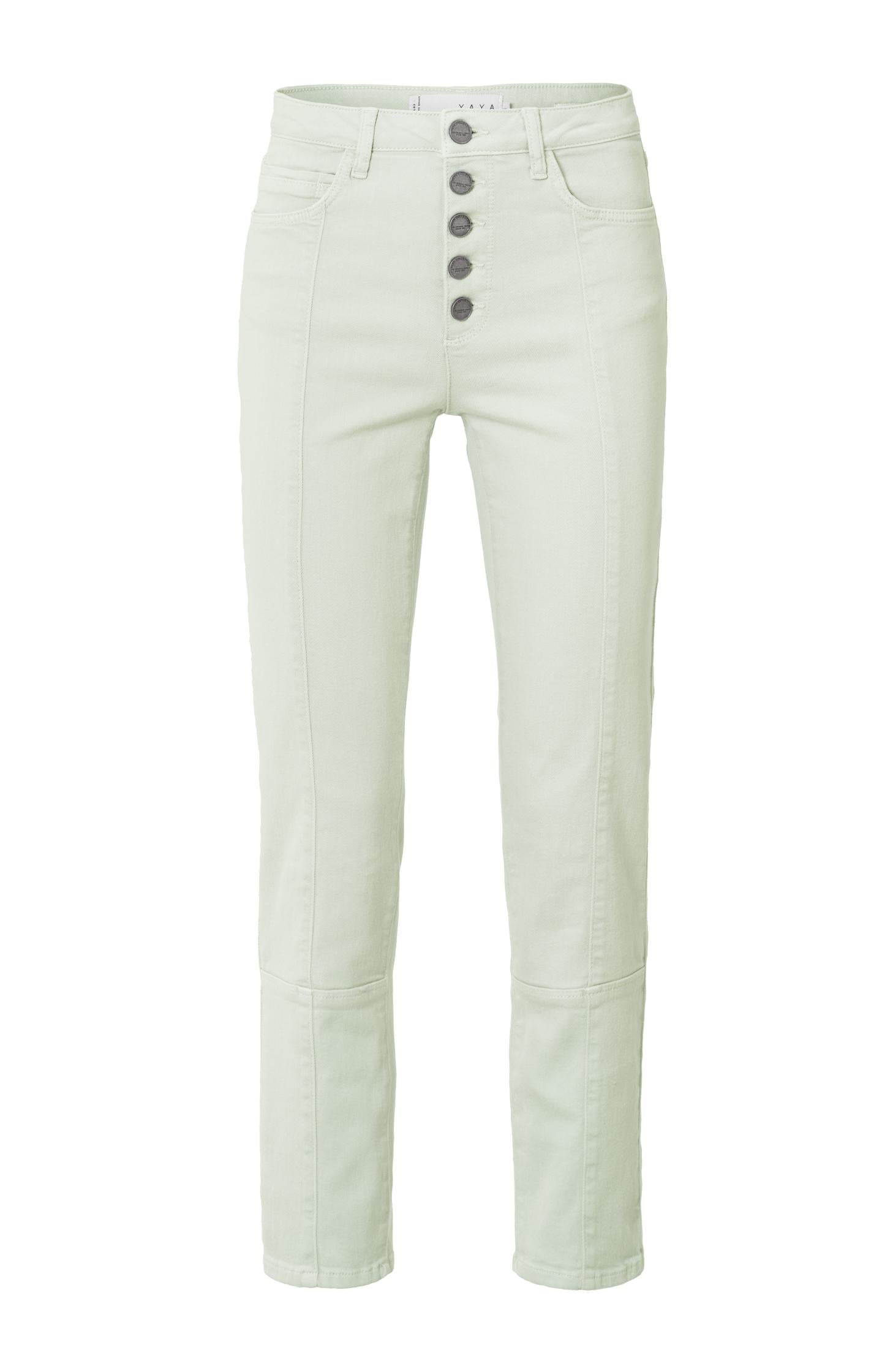 High waist jeans with straight legs, pockets and button fly - Type: product