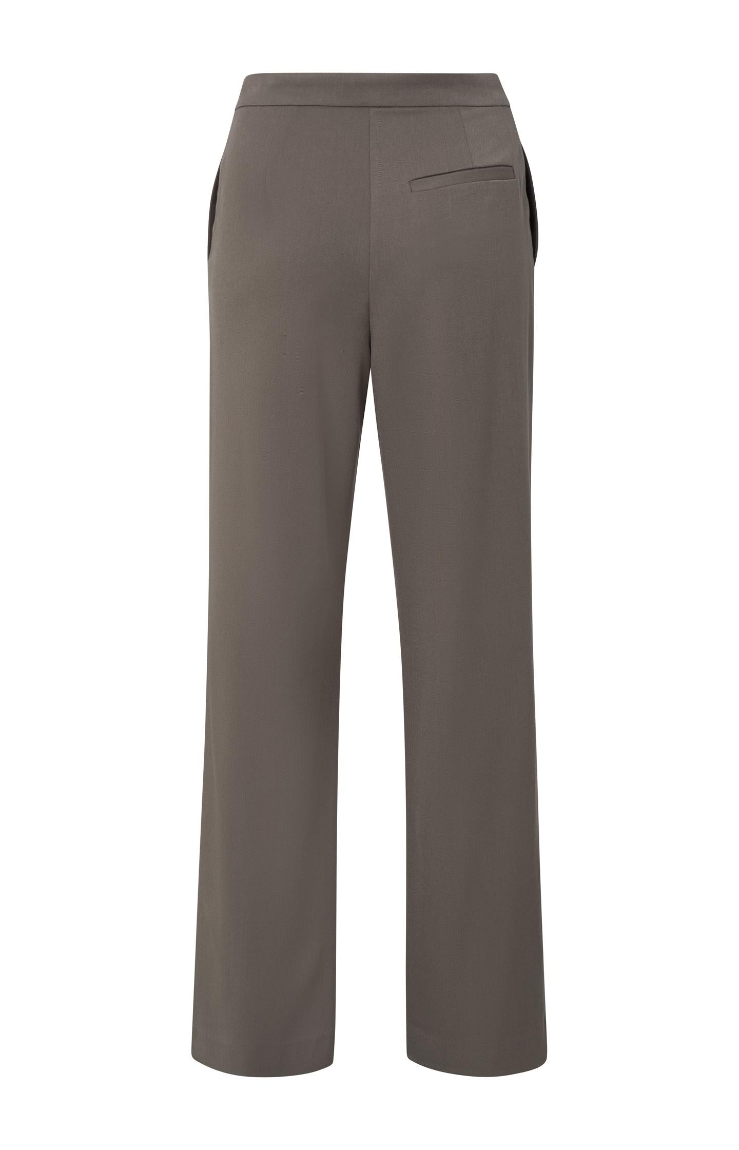 High waist pantalon with wide leg, zip and side pockets