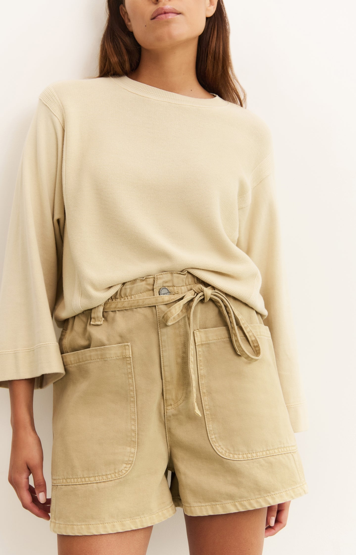 High-waist shorts with garment-dye finish