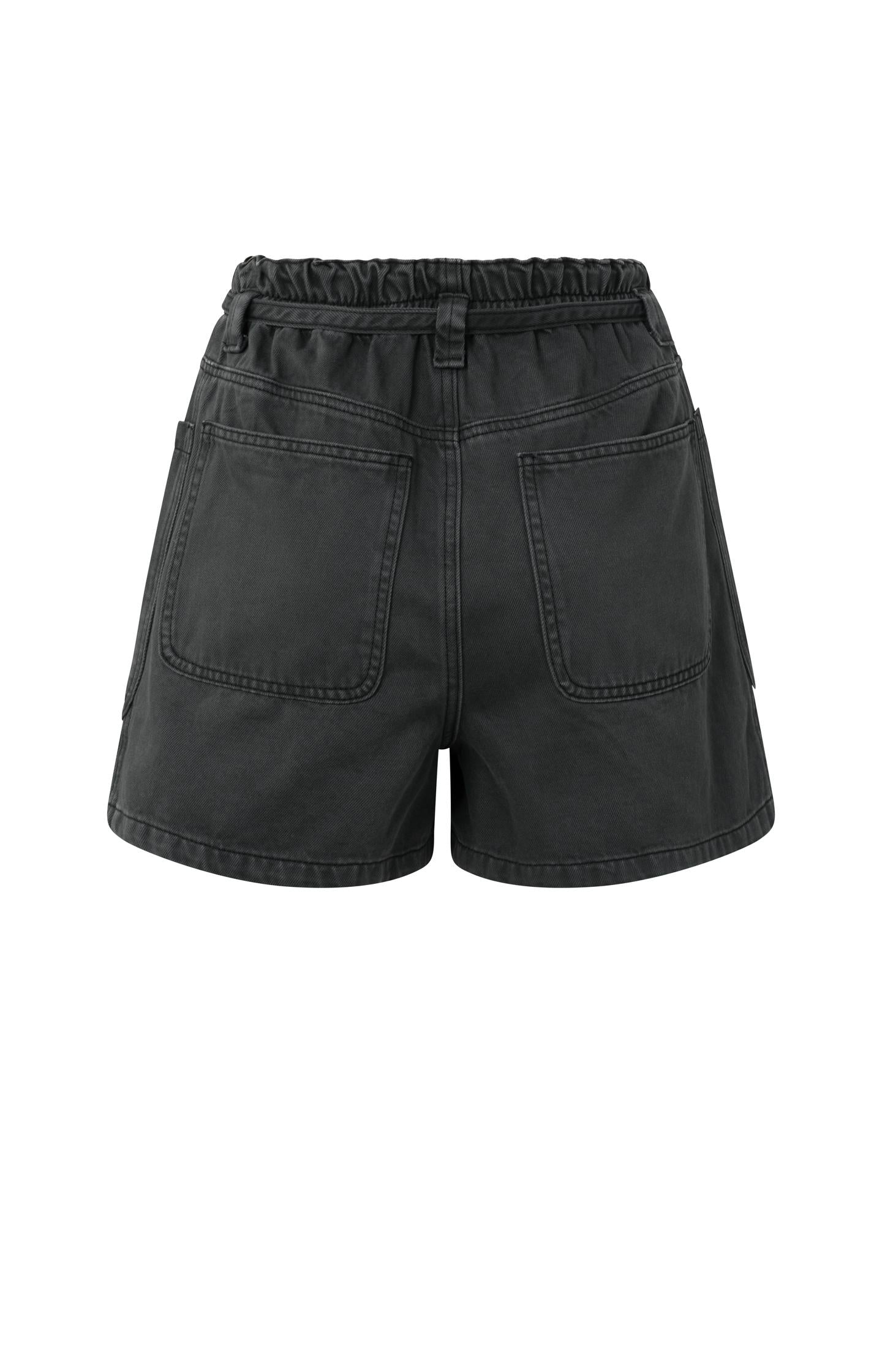 High-waist shorts with garment-dye finish