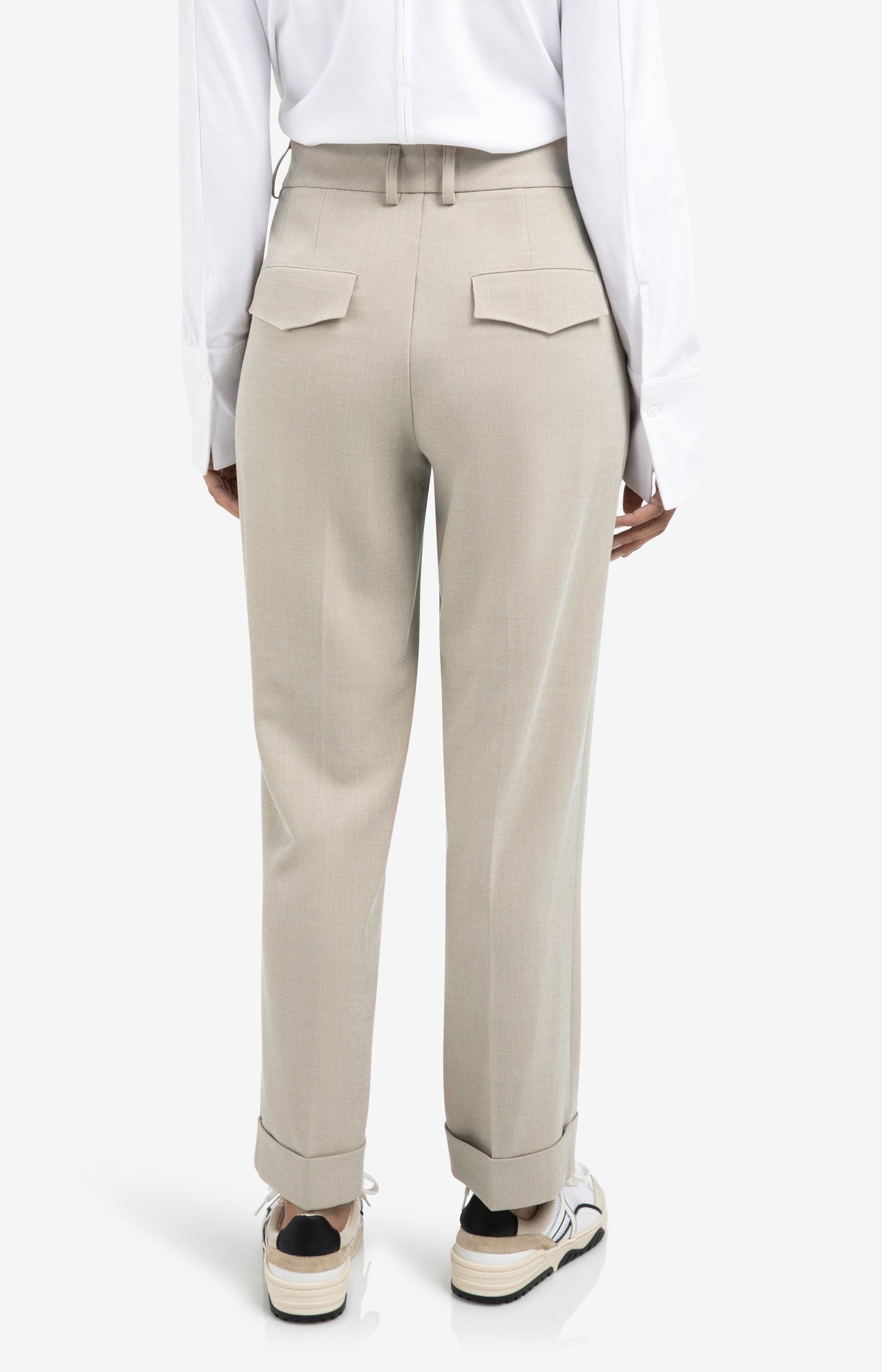 High waist tailored trousers with turn-ups