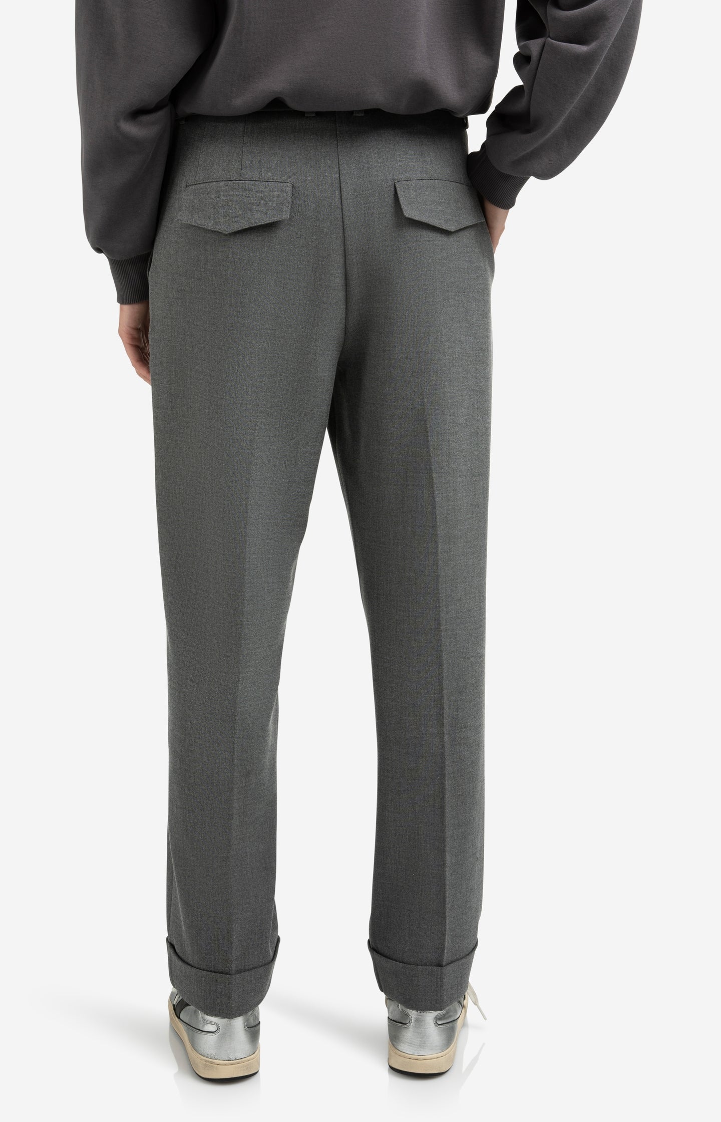 High waist tailored trousers with turn-ups