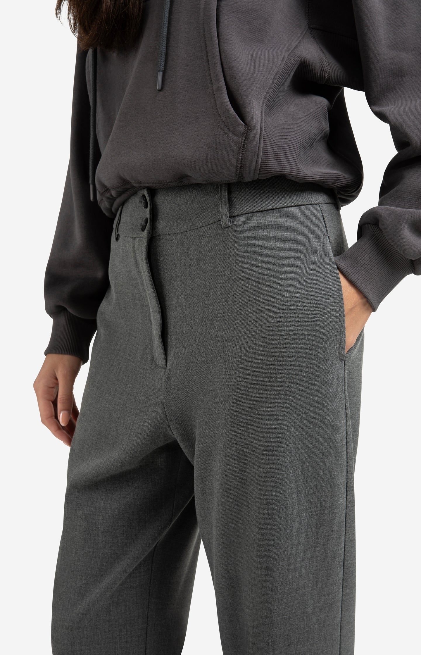 High waist tailored trousers with turn-ups