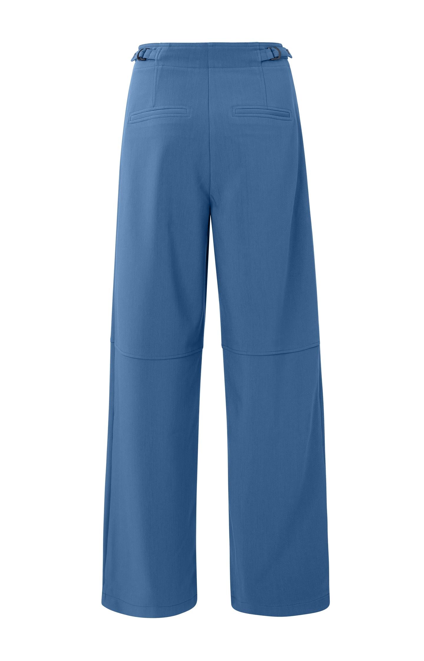 High waist trouser with wide leg, side pockets and zip