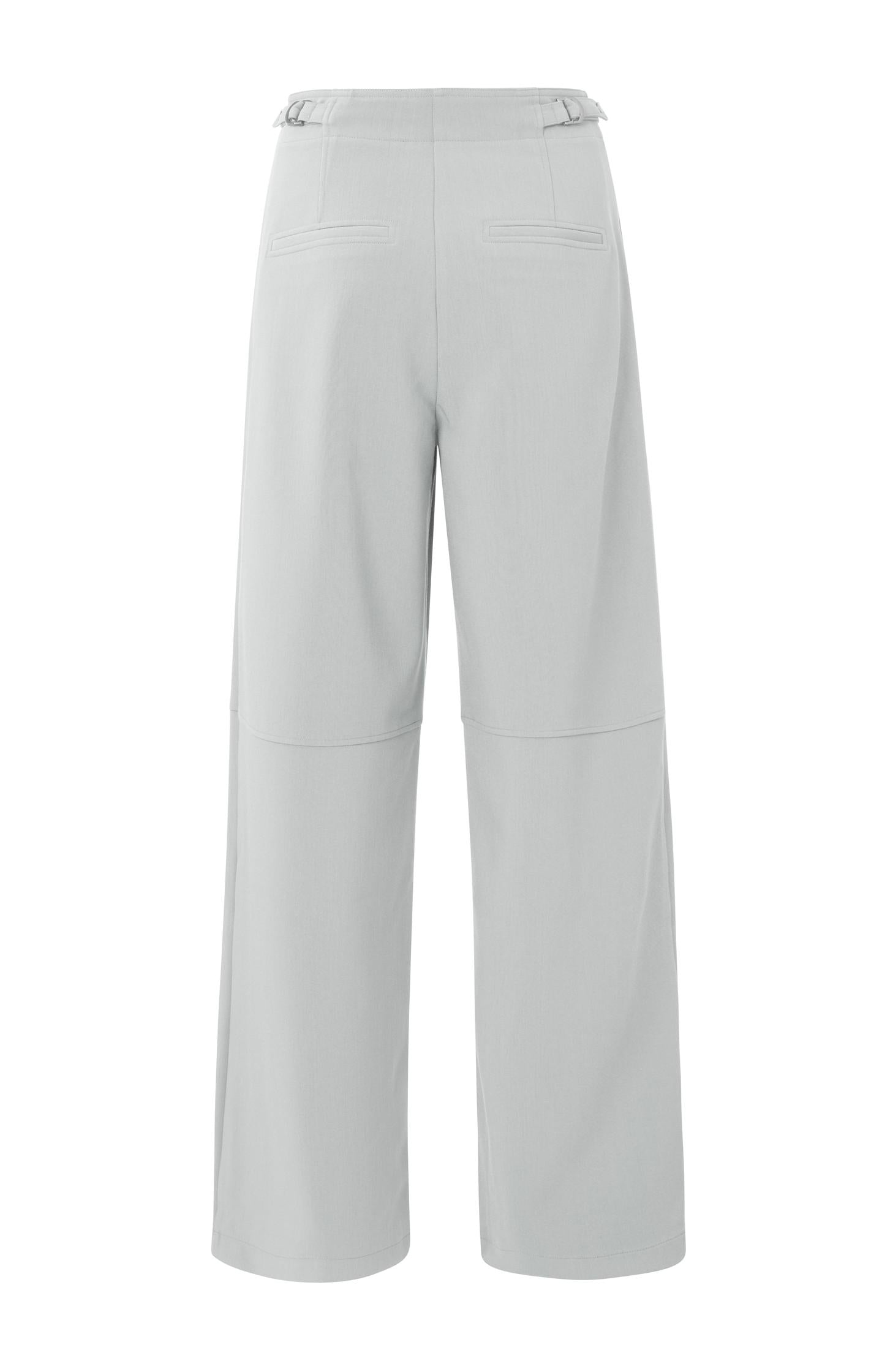 High waist trouser with wide leg, side pockets and zip