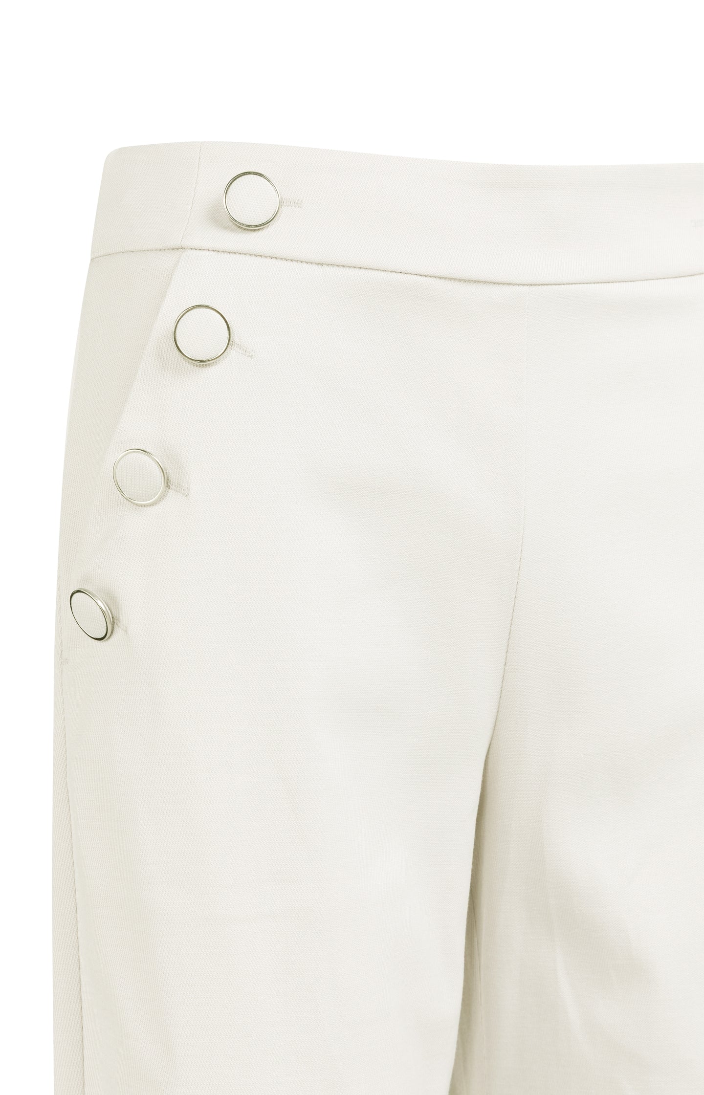 High waist trousers with decorative buttons and wide legs
