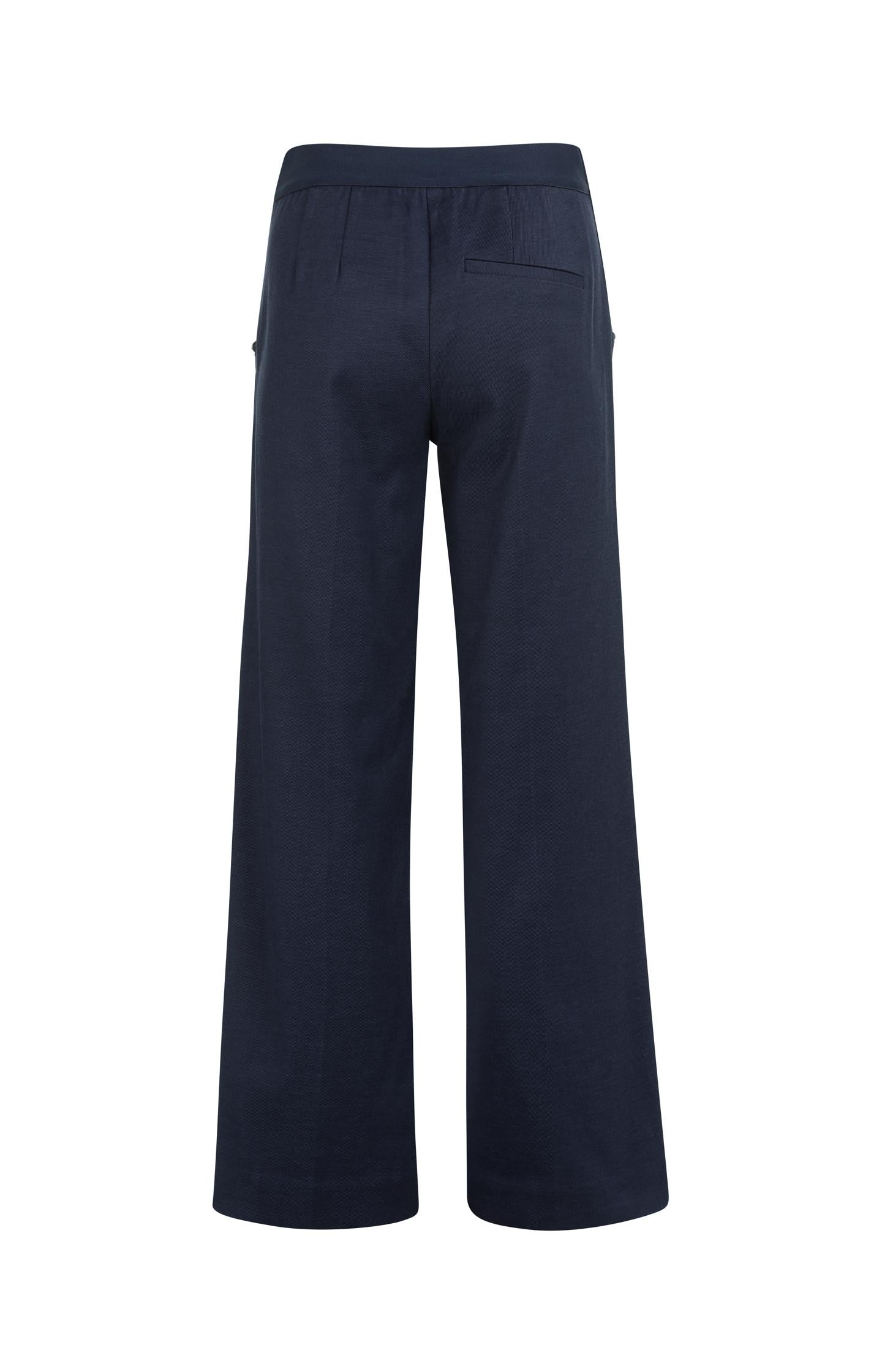 High waist trousers with decorative buttons and wide legs