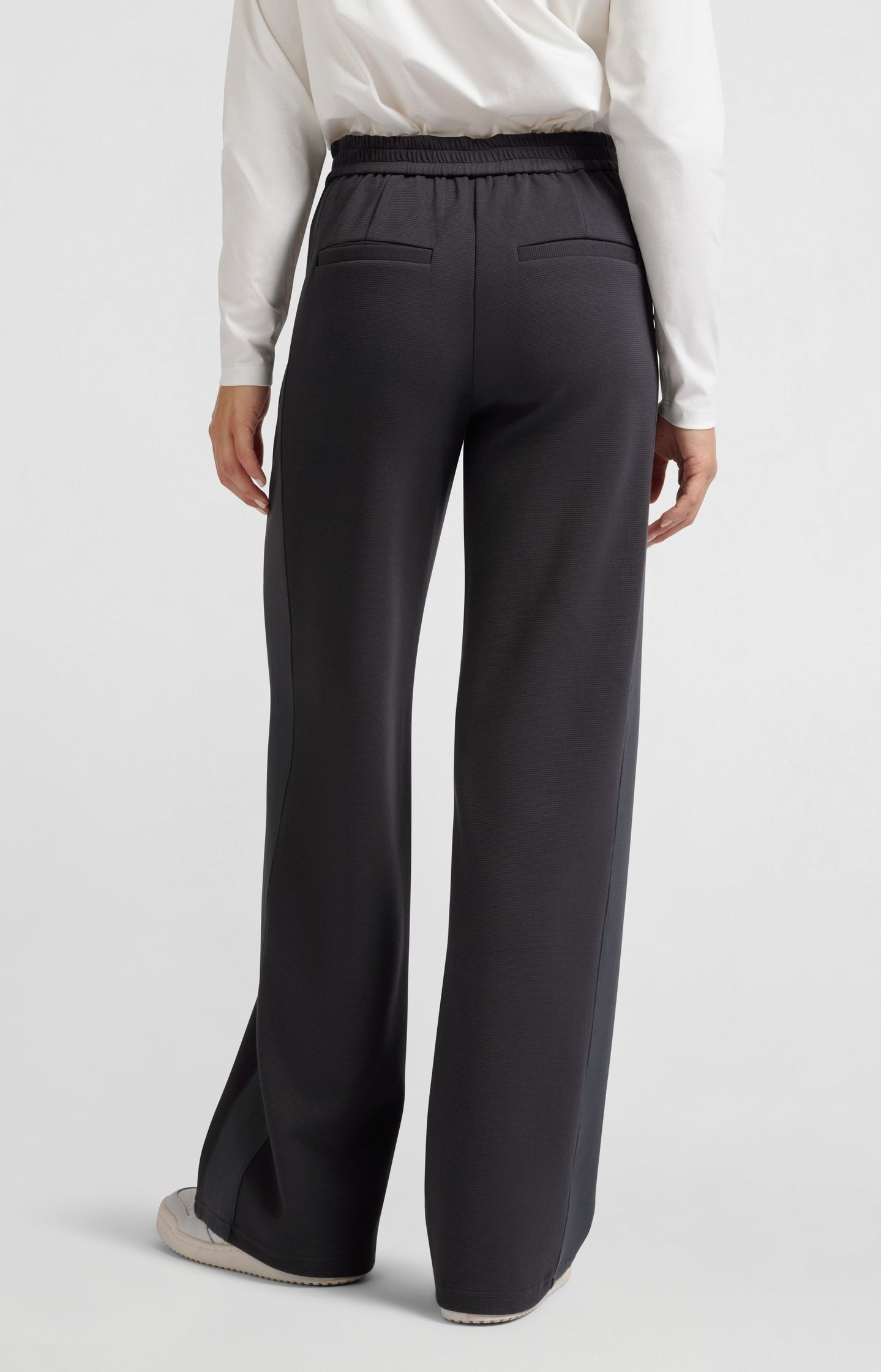 High-waisted wide-leg trousers