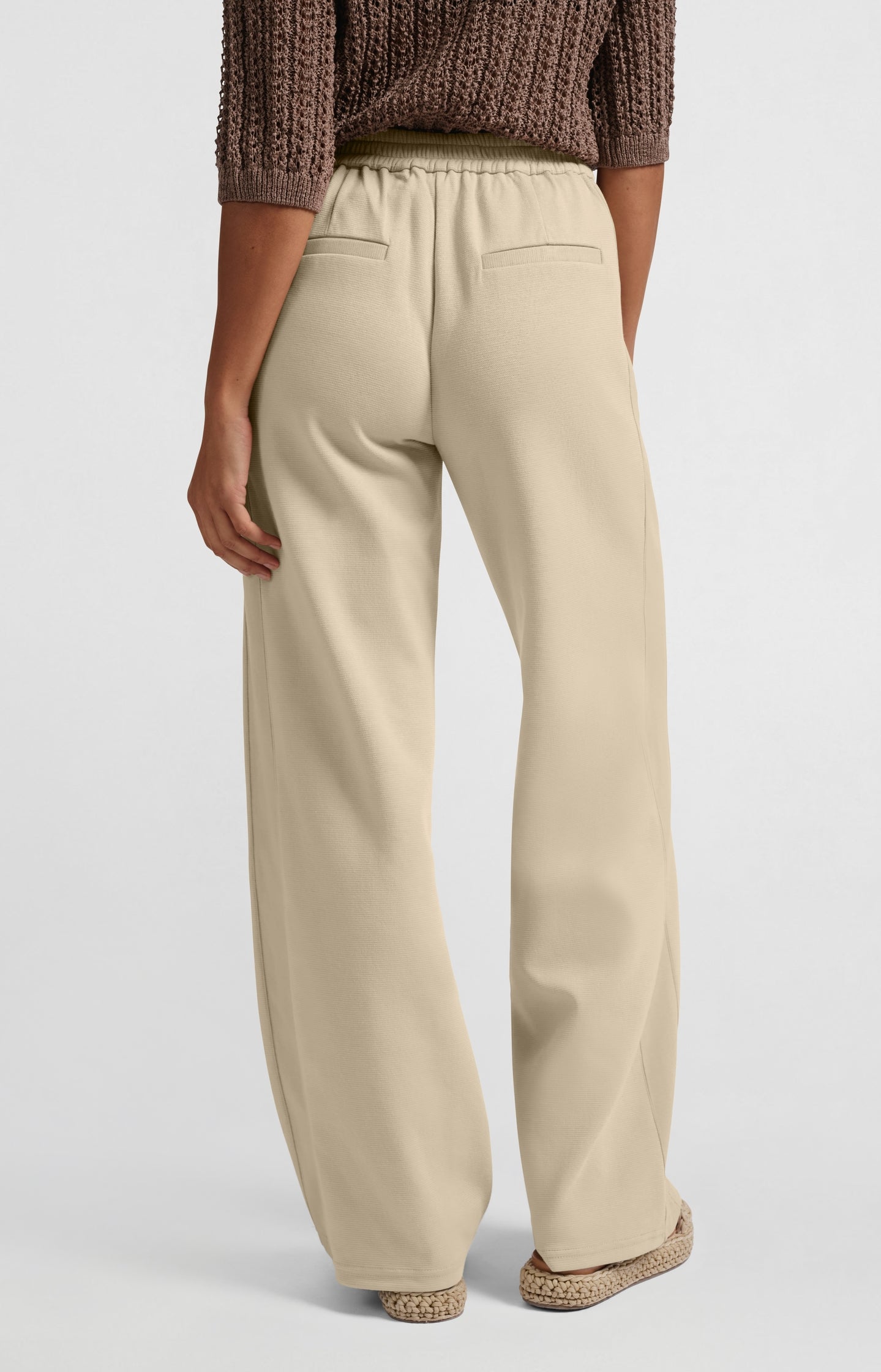 High-waisted wide-leg trousers