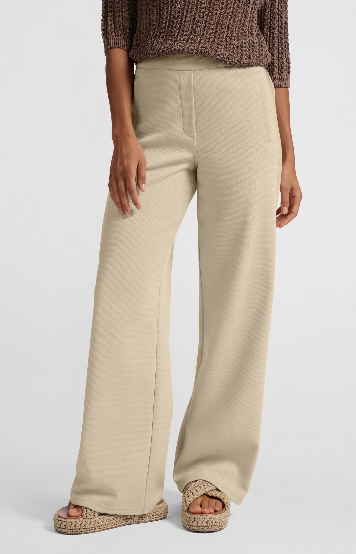 High-waisted wide-leg trousers