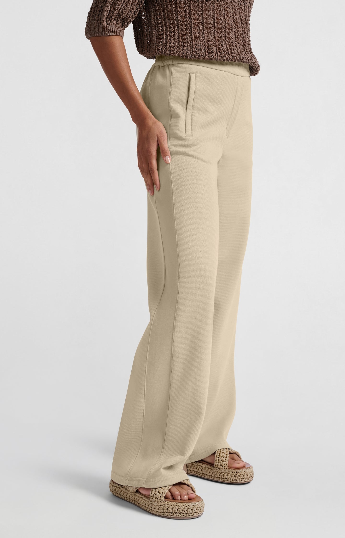 High-waisted wide-leg trousers