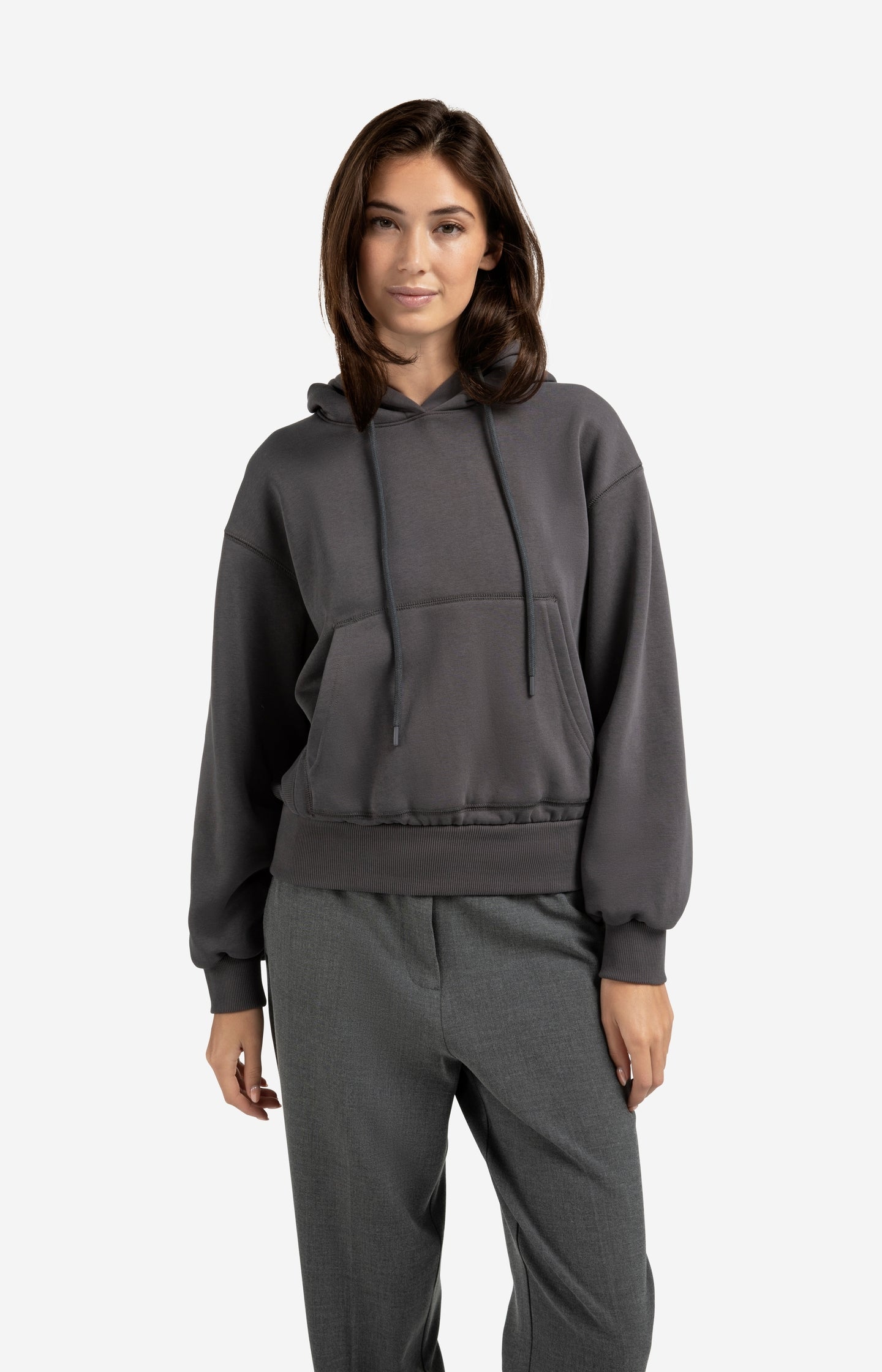 Hoodie with pleated hem