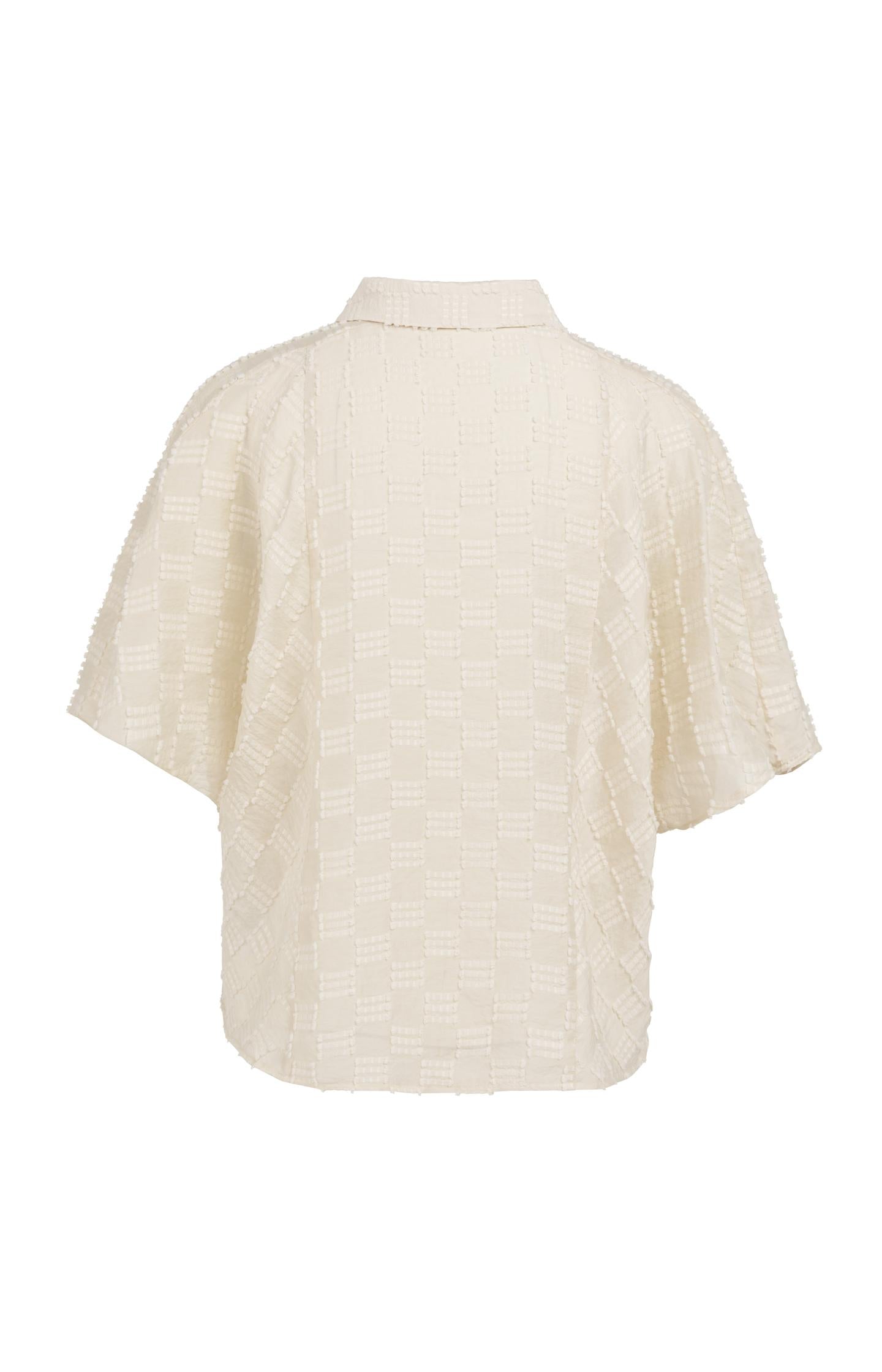 Jacquard blouse with short wide sleeves