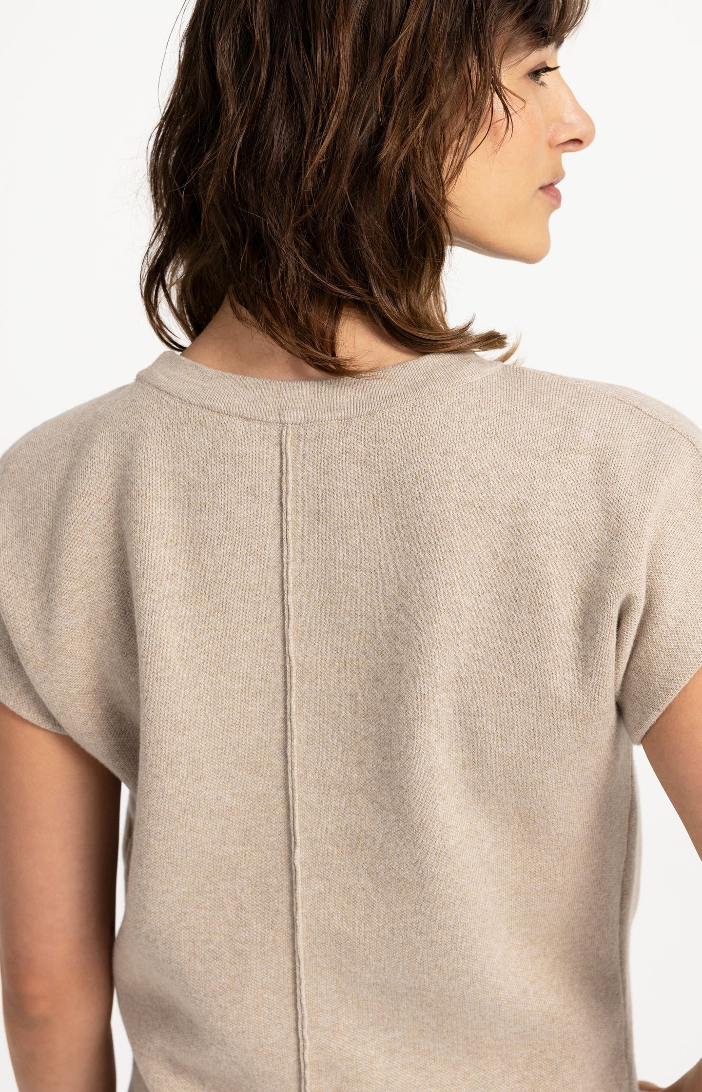 Jacquard knit top with cap sleeves