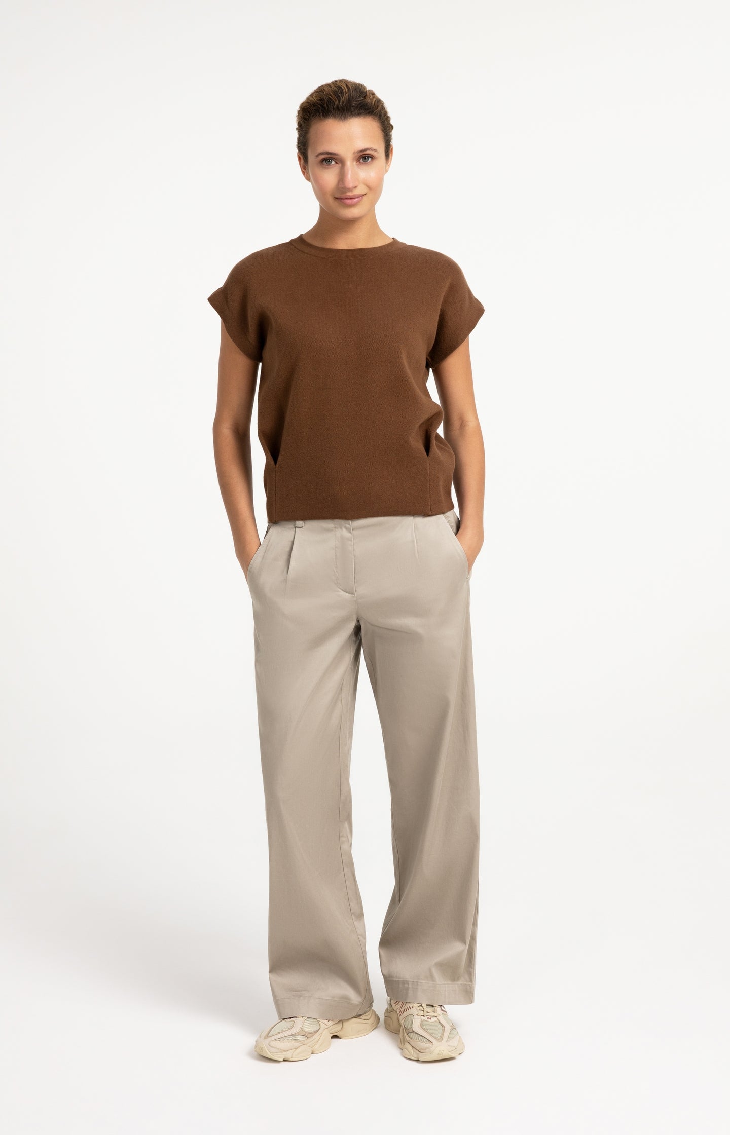Jacquard knit top with cap sleeves - Type: product