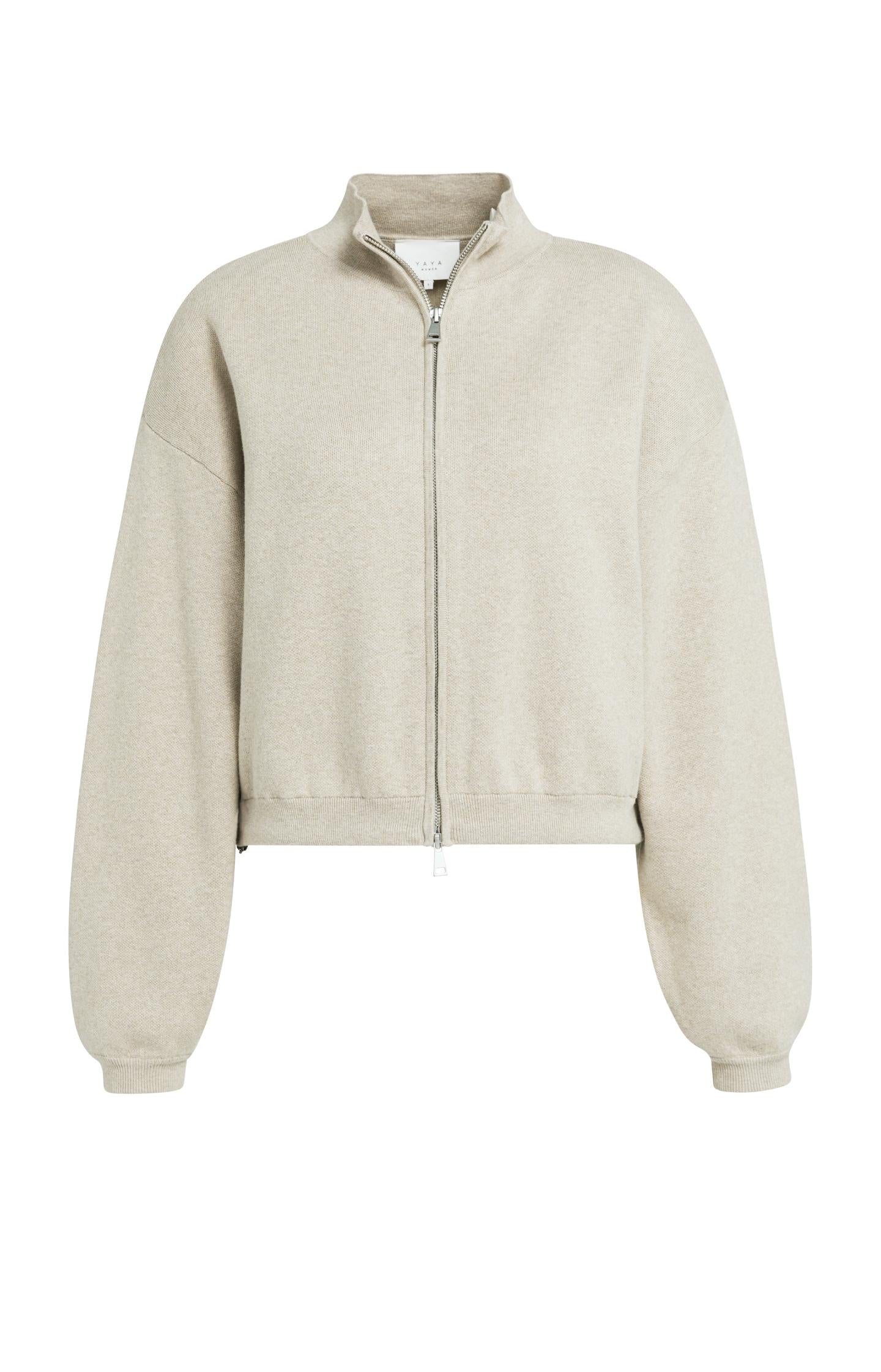 Jacquard knitted cardigan with zip closure