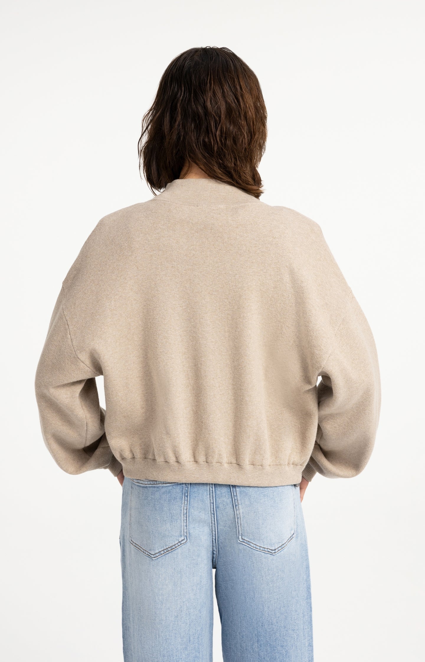 Jacquard knitted cardigan with zip closure