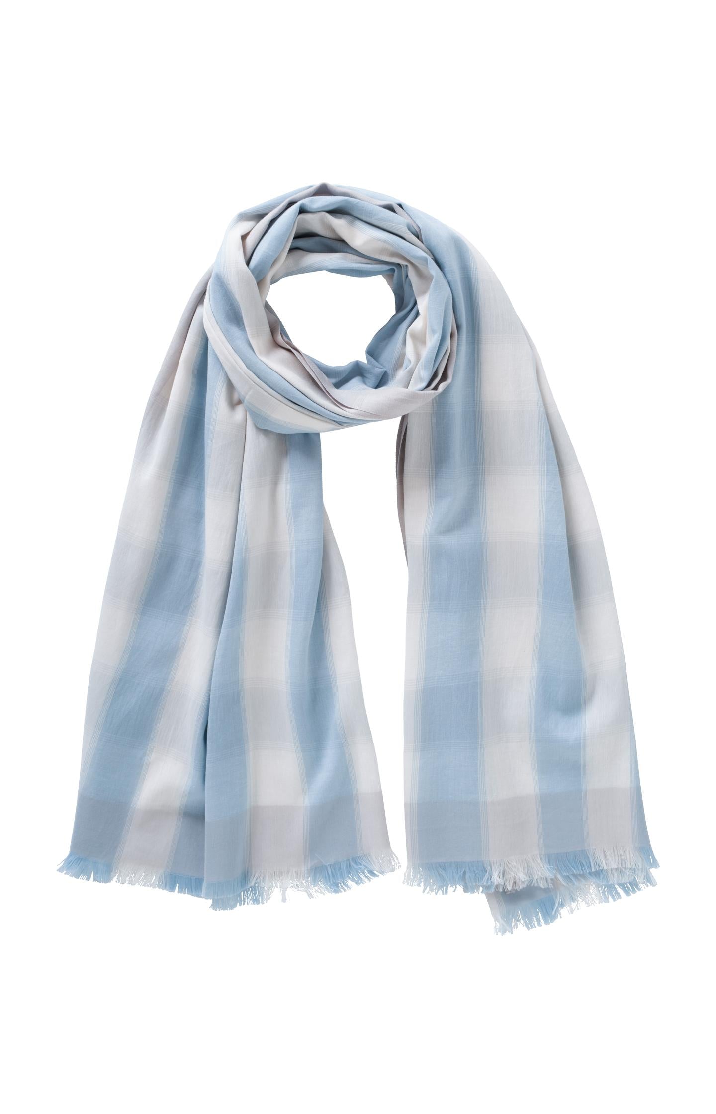 Jacquard scarf with colored squares - Dawn Blue Dessin - Type: product