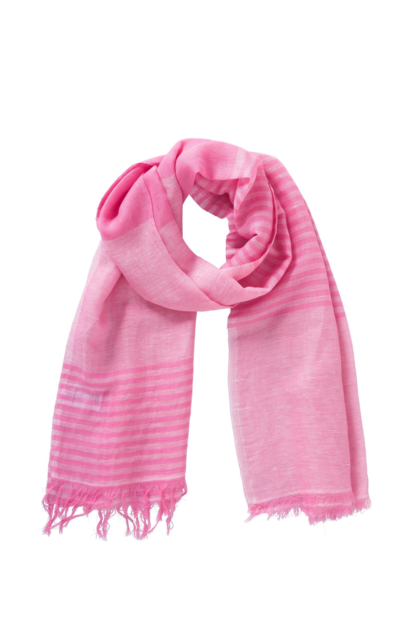 Jacquard scarf with frayed edges and stripes - Type: product