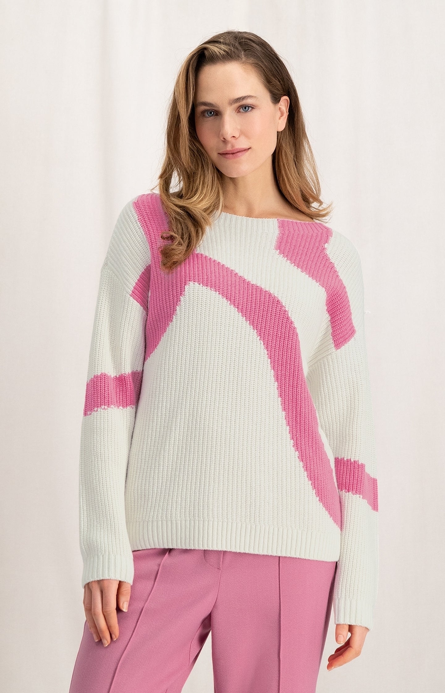 Jacquard sweater with boatneck and long sleeves - Type: lookbook