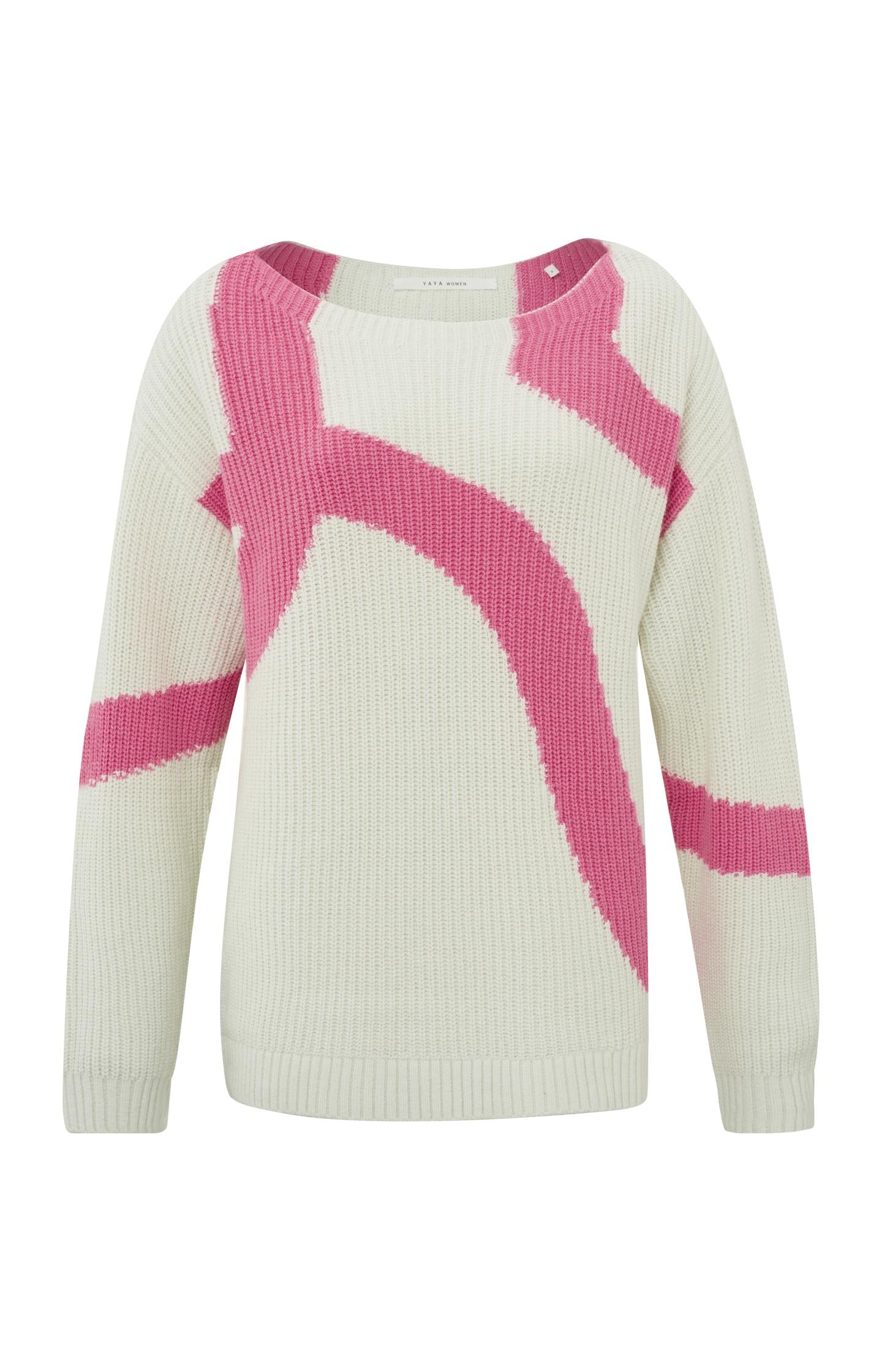 Jacquard sweater with boatneck and long sleeves - Type: product