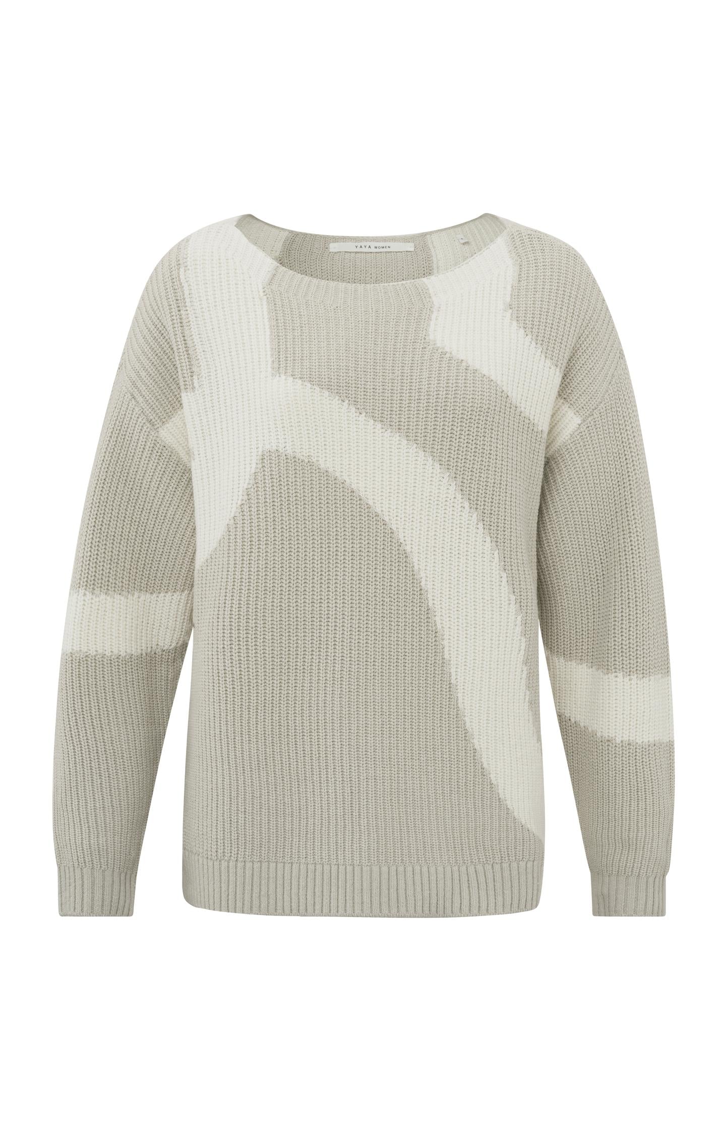 Jacquard sweater with boatneck and long sleeves - Type: product