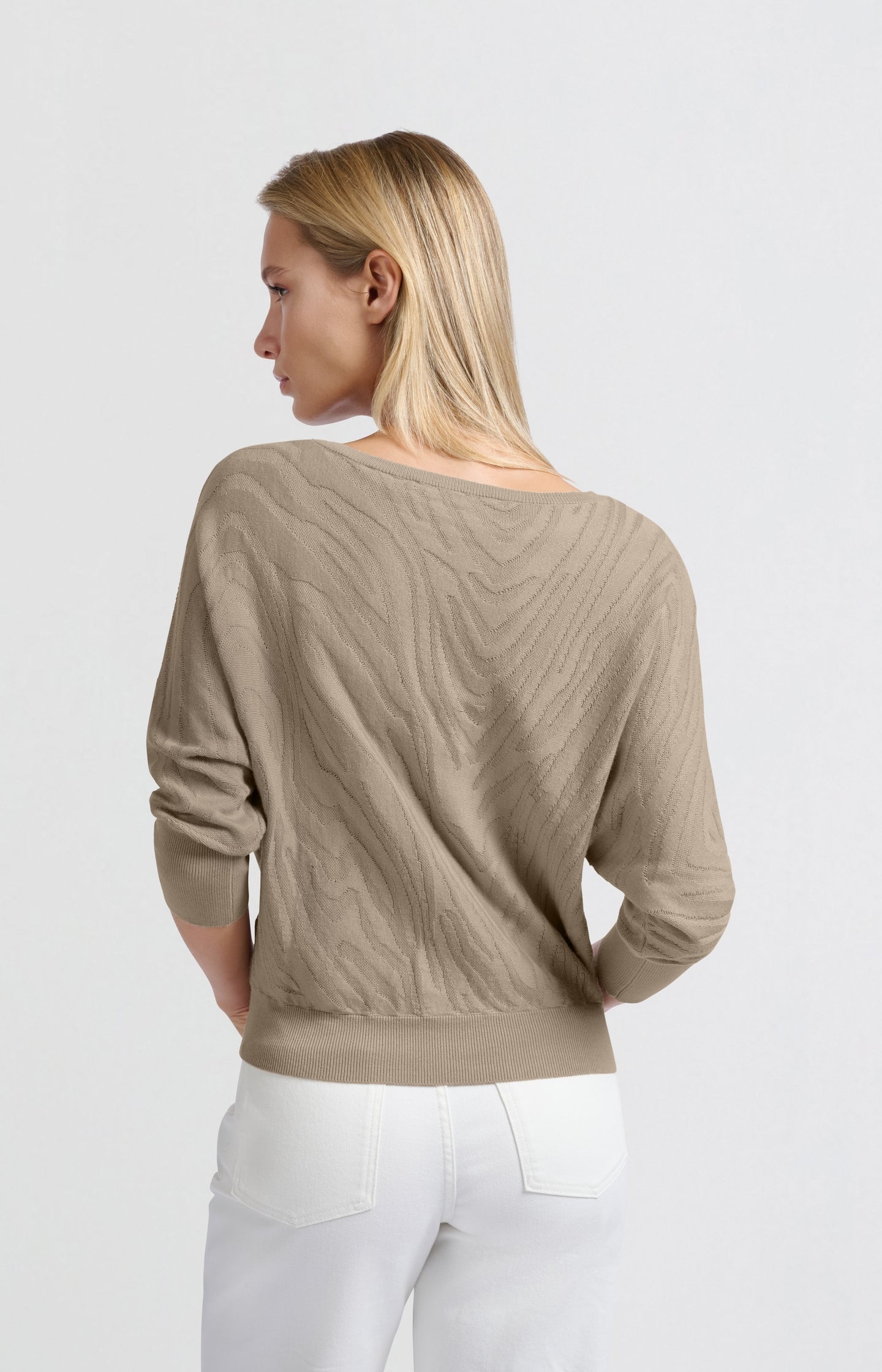 Jacquard sweater with boatneck and three-quarter sleeves - Type: lookbook