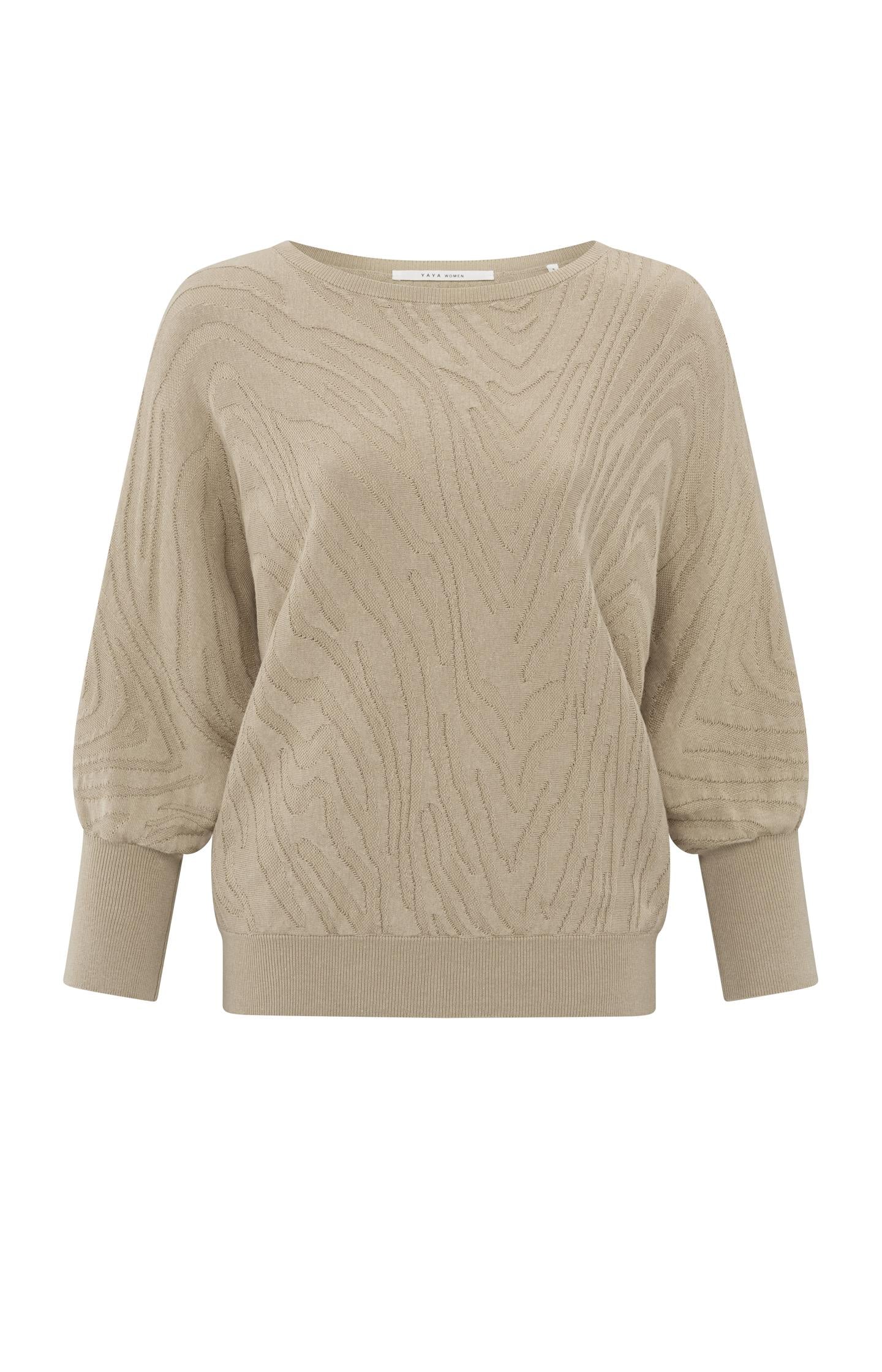 Jacquard sweater with boatneck and three-quarter sleeves - Type: product