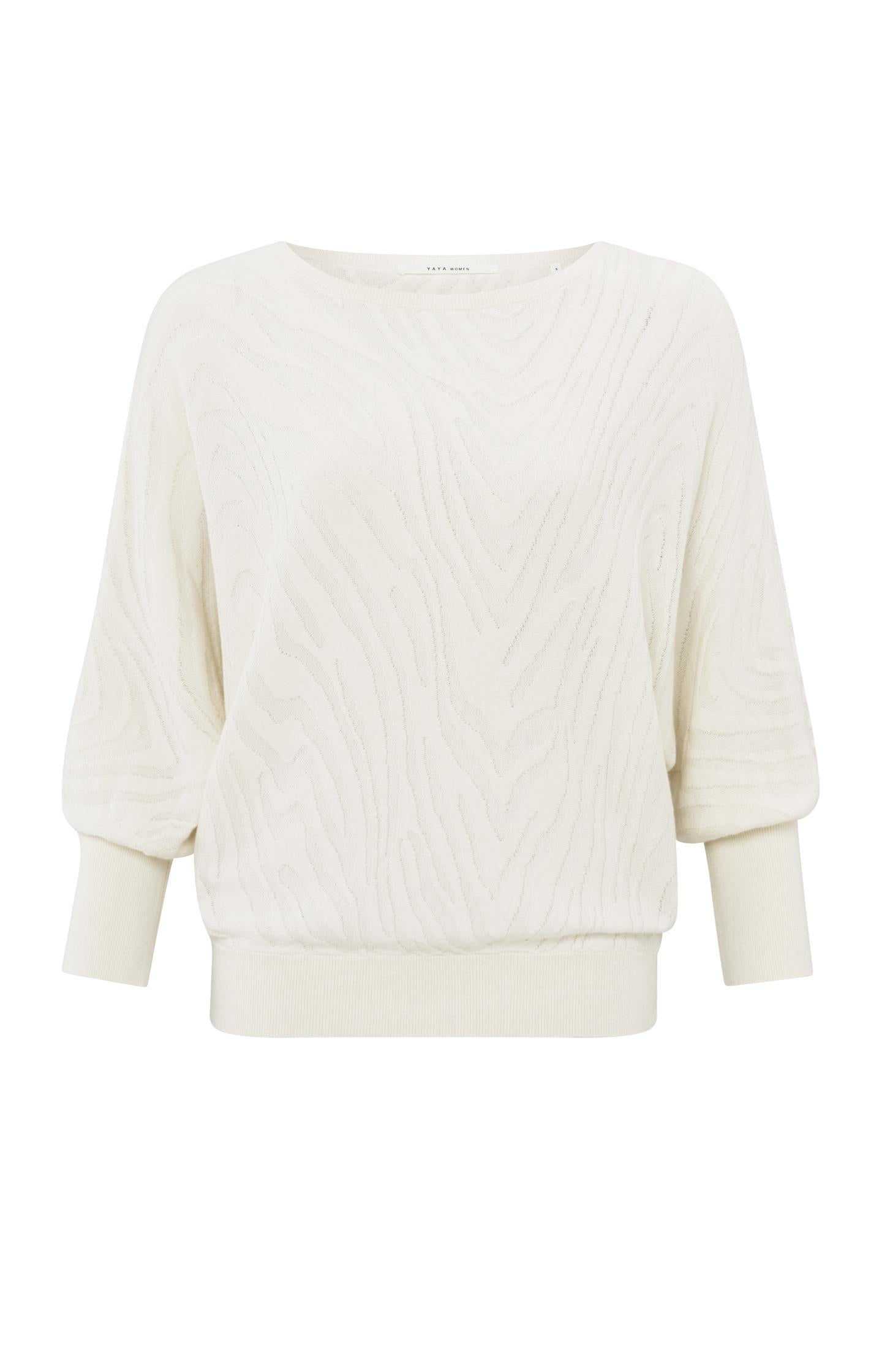 Jacquard sweater with boatneck and three-quarter sleeves - Type: product