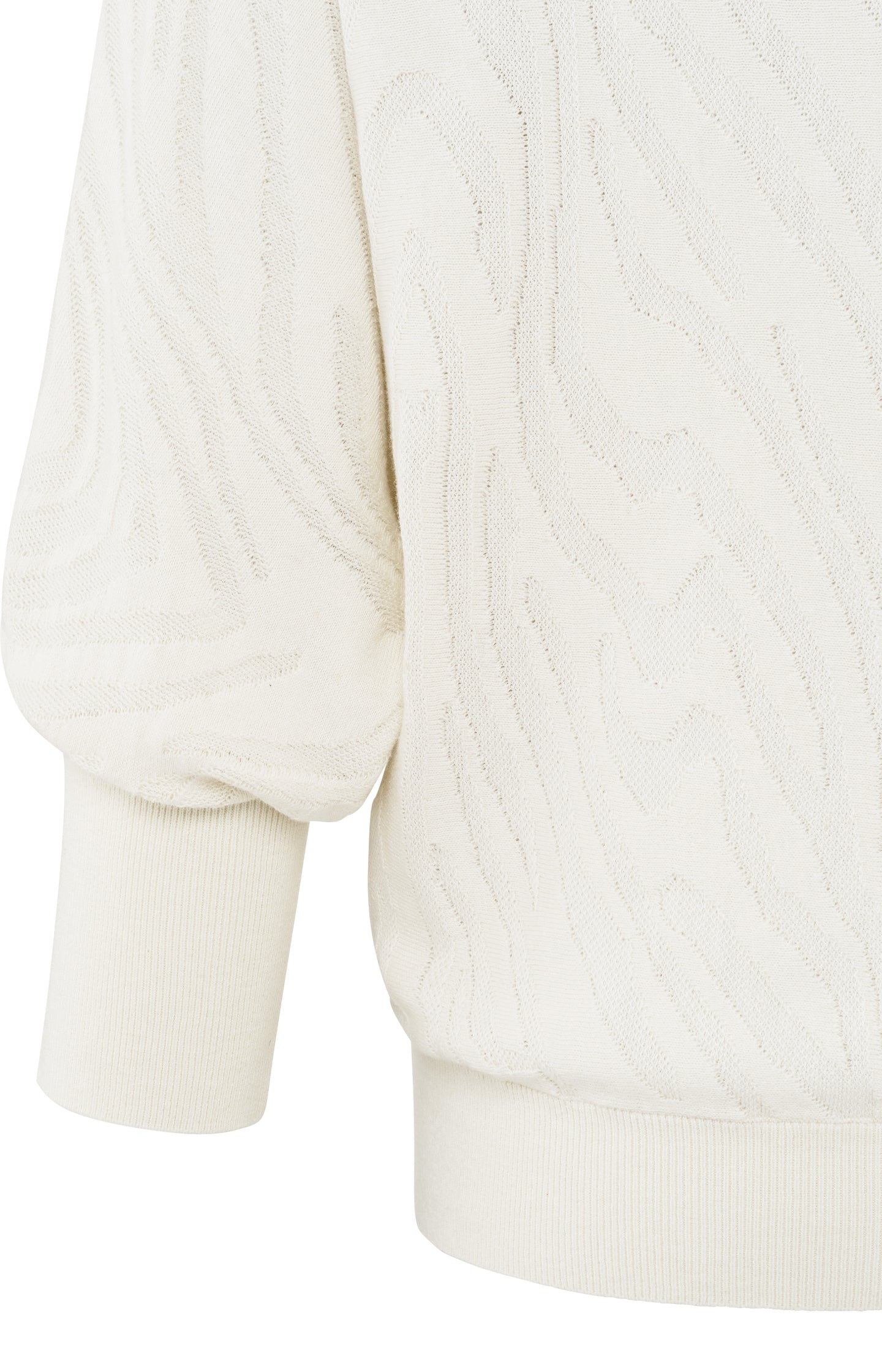 Jacquard sweater with boatneck and three-quarter sleeves