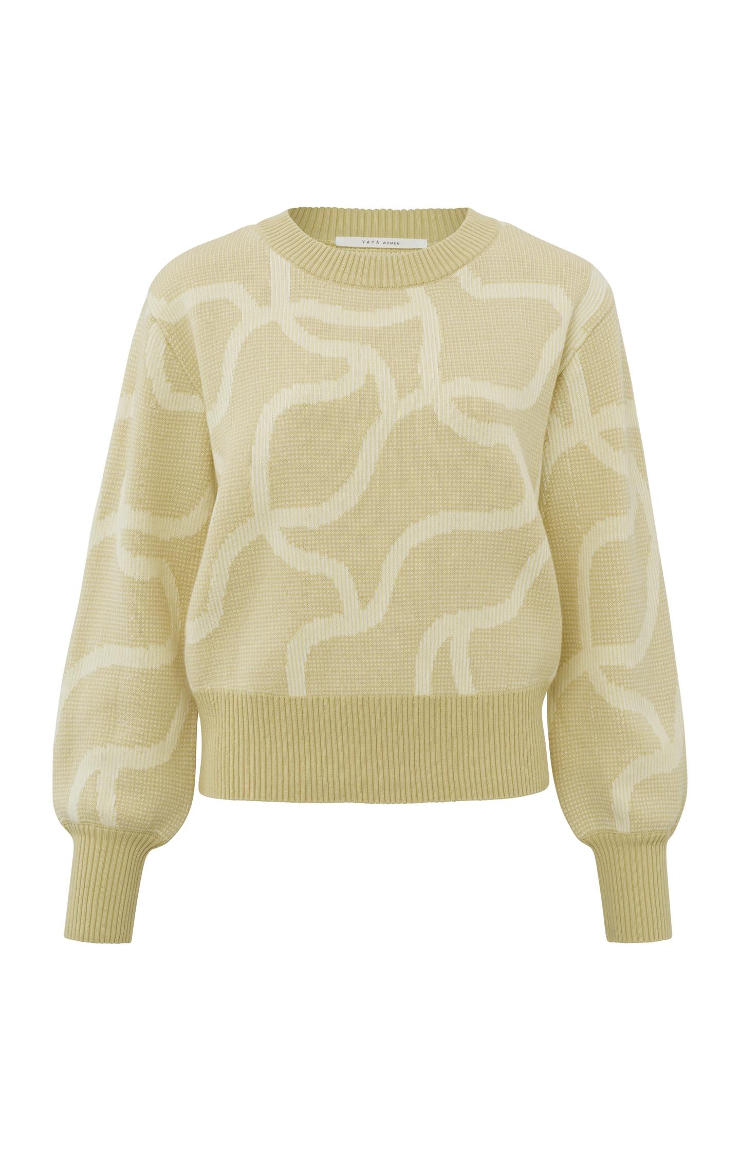 Jacquard sweater with crewneck, long sleeves and rib details - Type: product