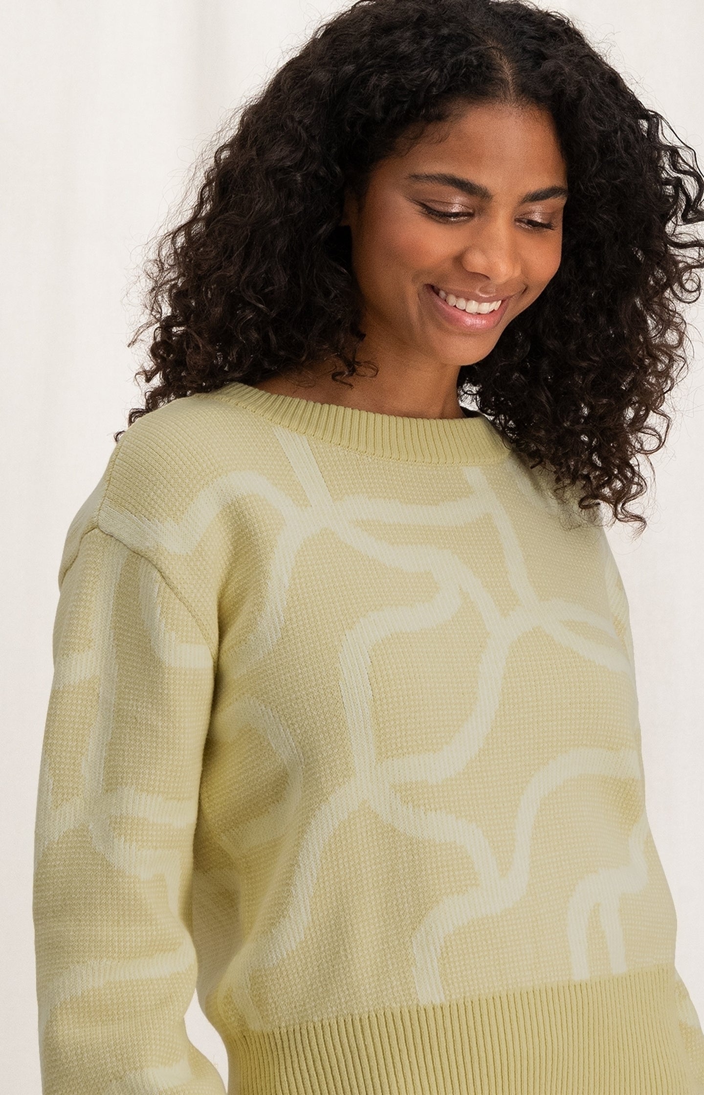 Jacquard sweater with crewneck, long sleeves and rib details