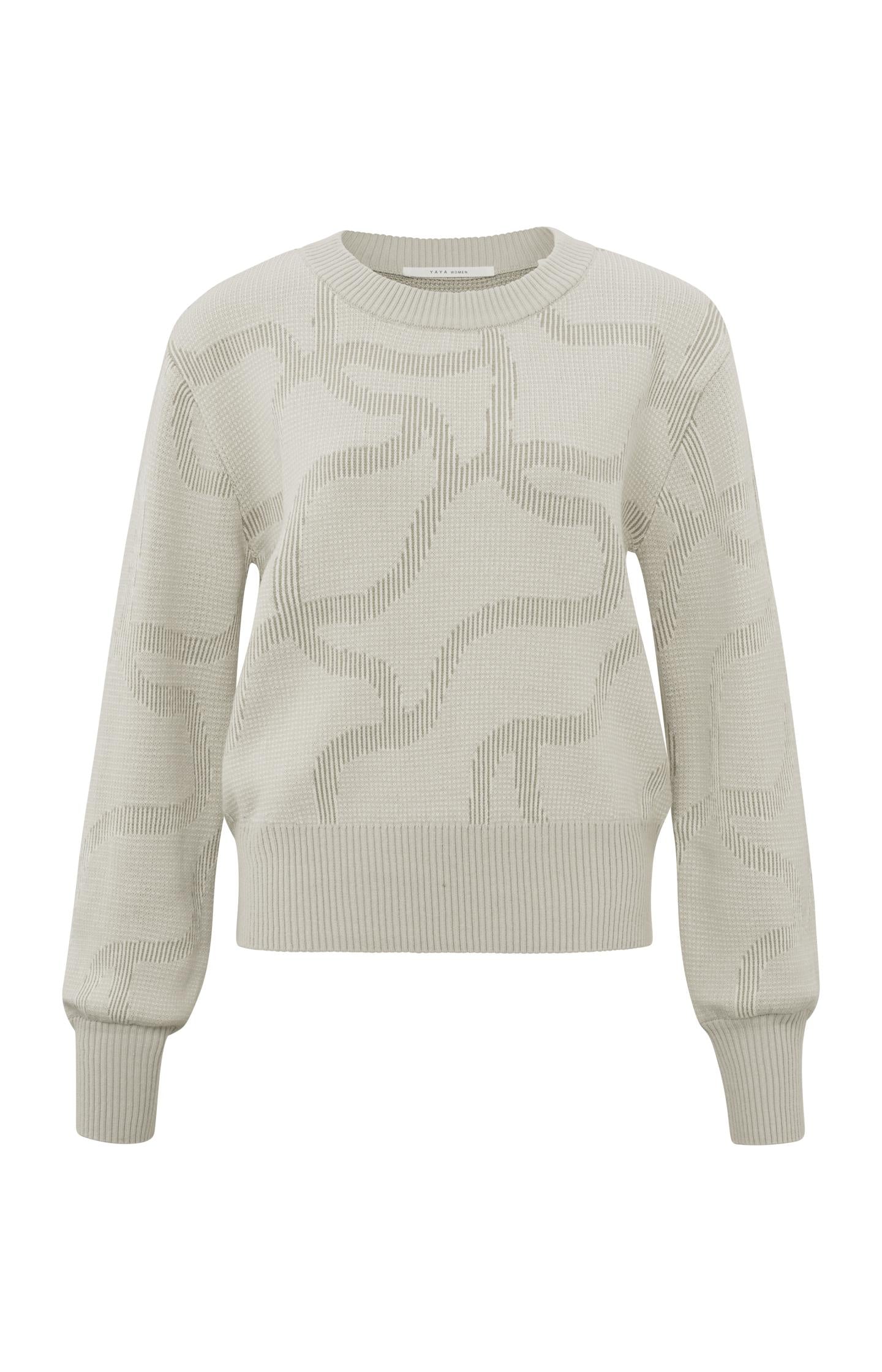 Jacquard sweater with crewneck, long sleeves and rib details - Type: product