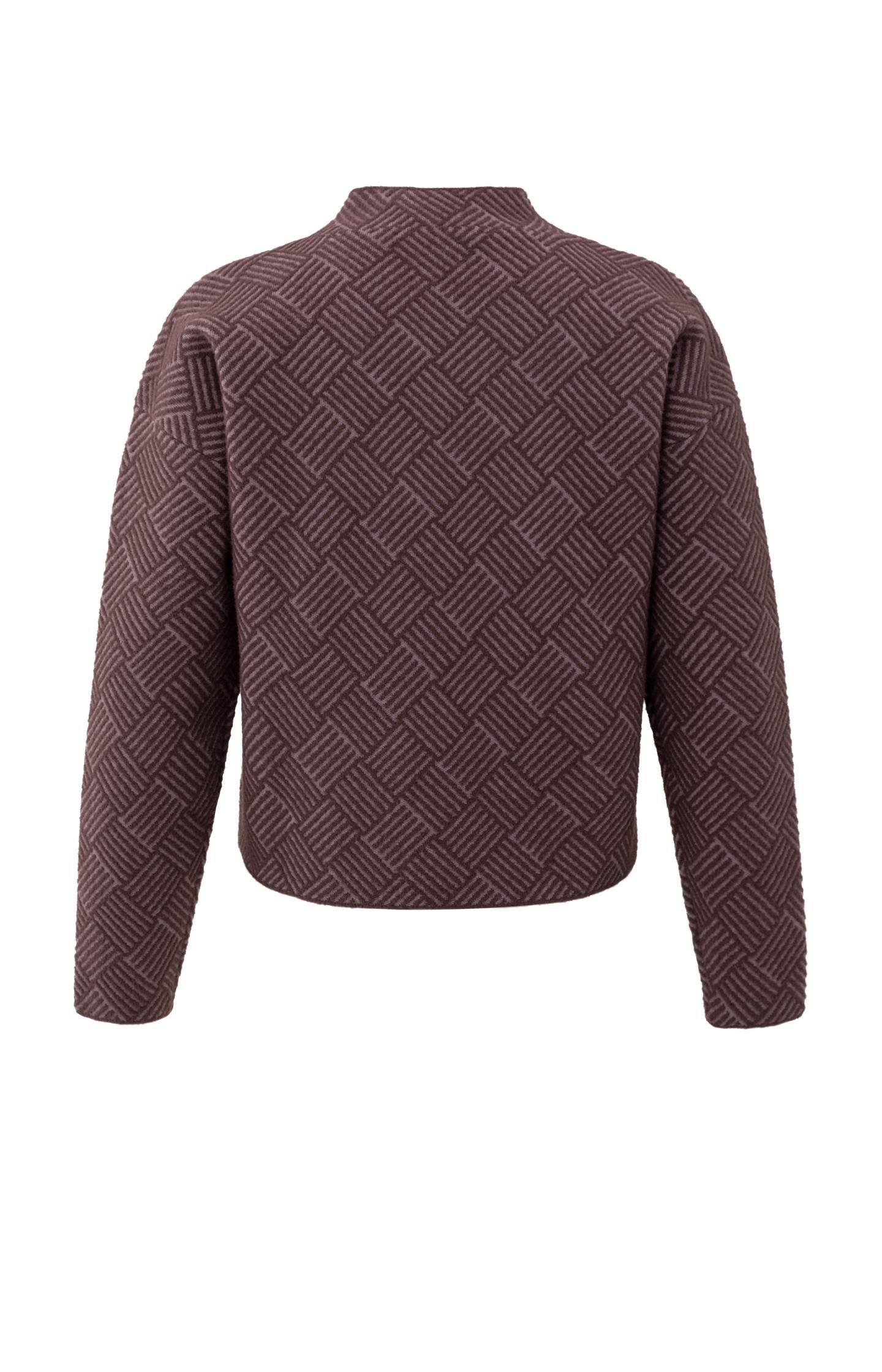 Jacquard sweater with long sleeves and stand-up collar