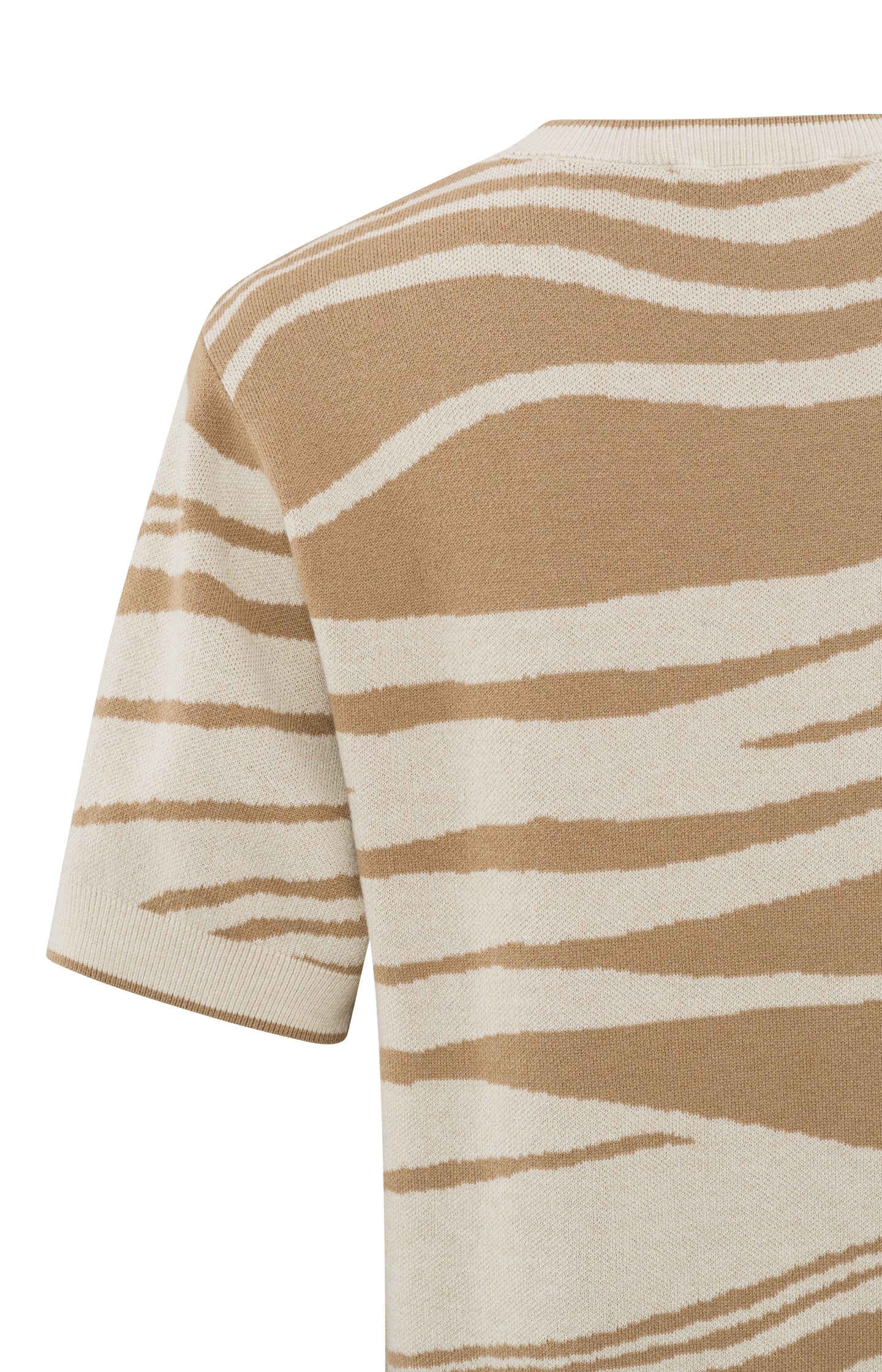 Jacquard sweater with round neck, short sleeves and print - Summer Sand Dessin