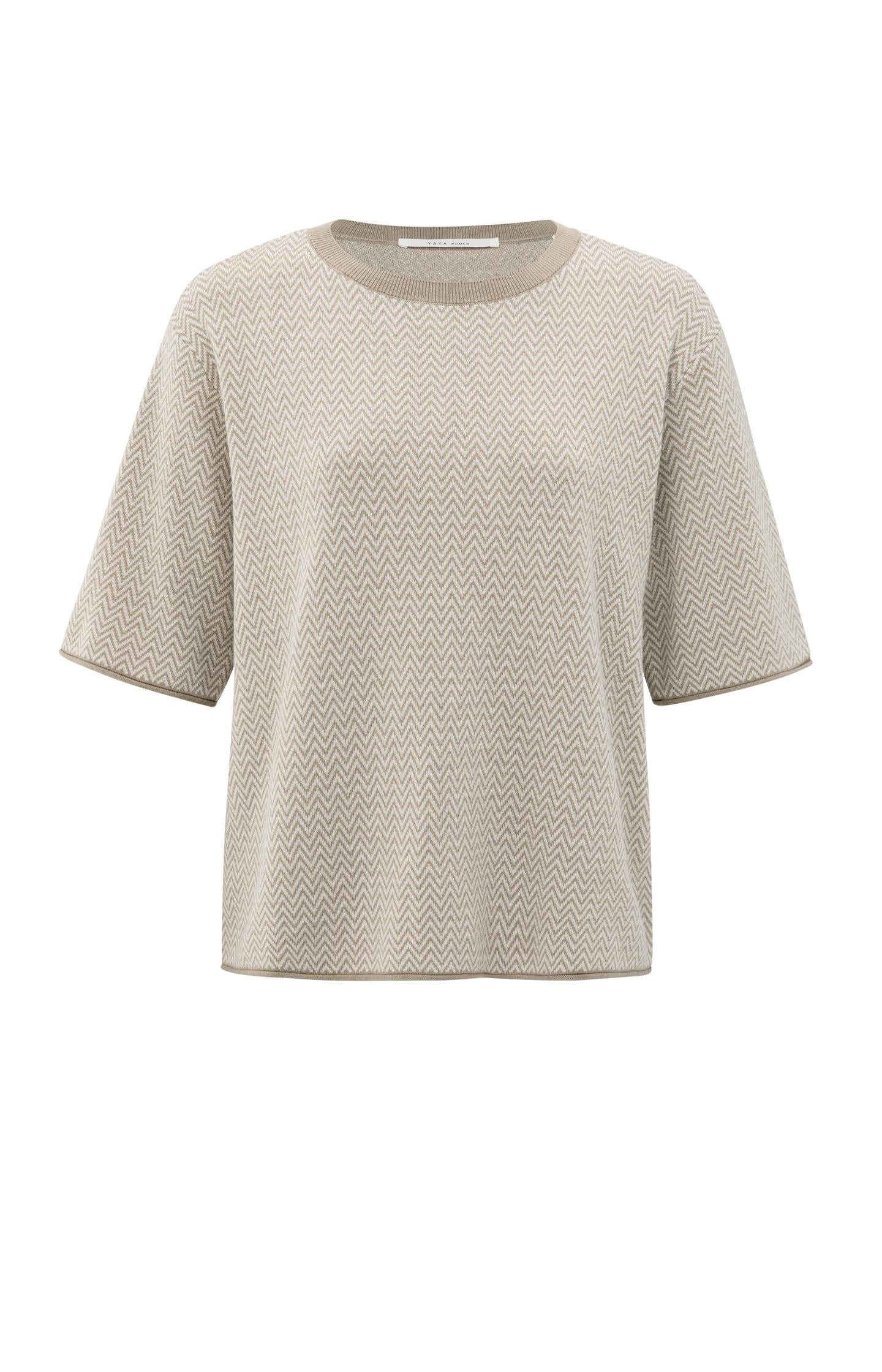 Jacquard T-shirt with zigzag pattern and short sleeves - Type: product